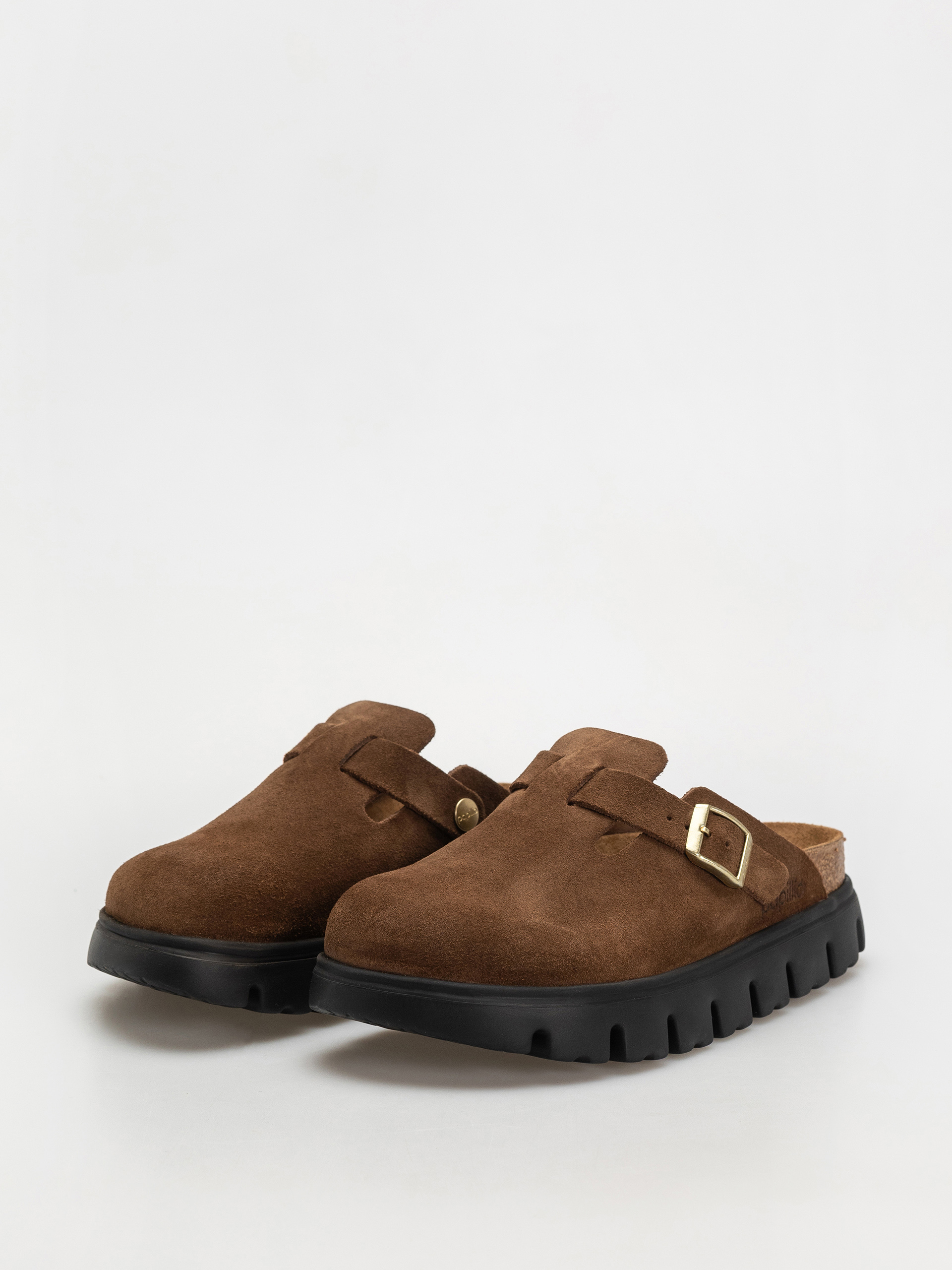 Чехли Birkenstock Boston Chunky Suede Narrow Wmn (dark tea/black)