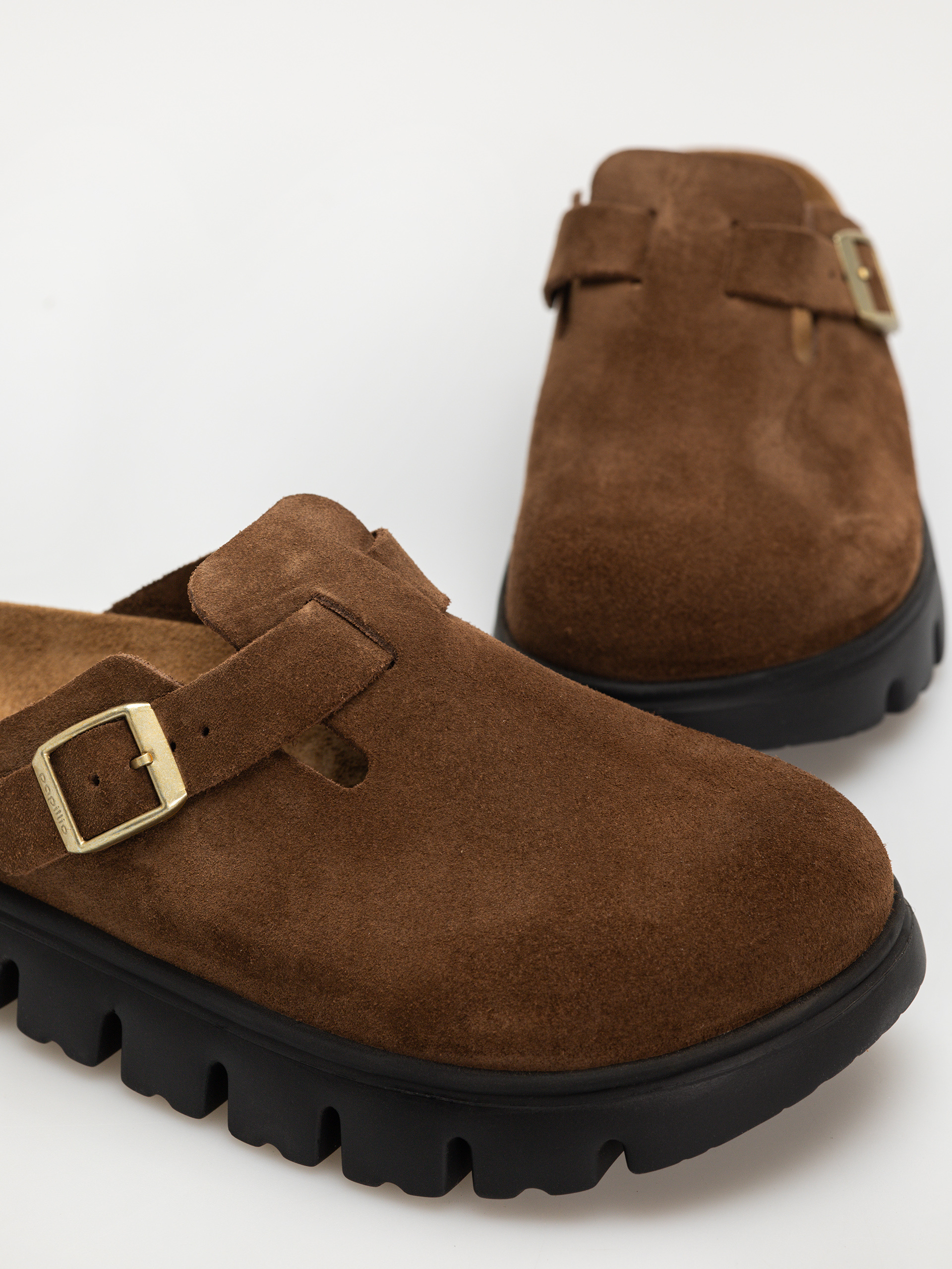 Чехли Birkenstock Boston Chunky Suede Narrow Wmn (dark tea/black)