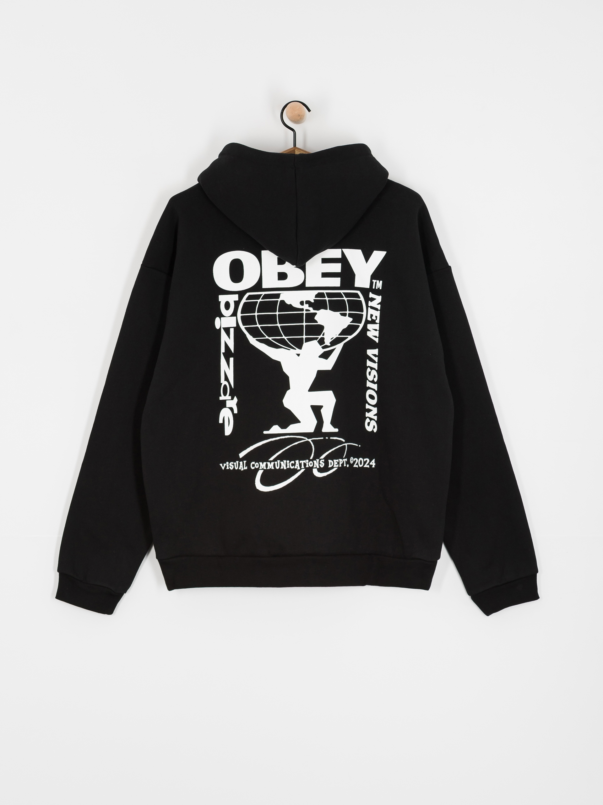 Суитшърт с качулка OBEY New Visions Extra Heavy HD (black)