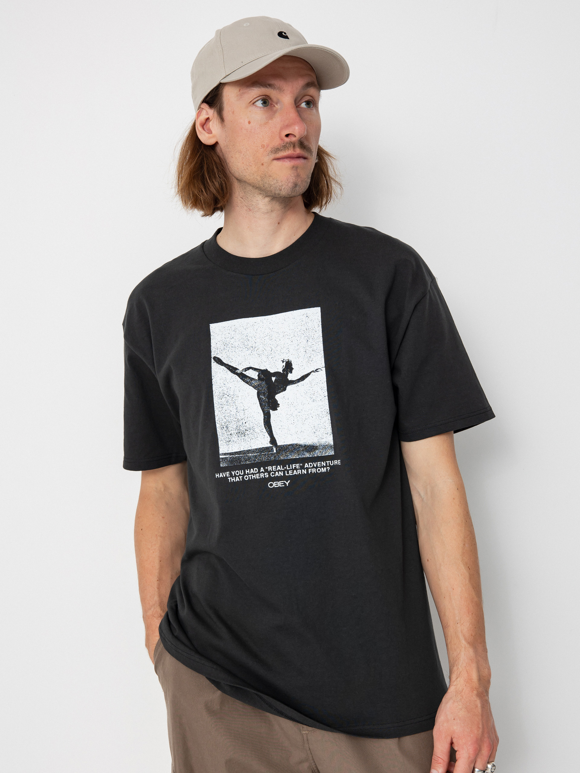 Тениска OBEY Real Life (vintage black)