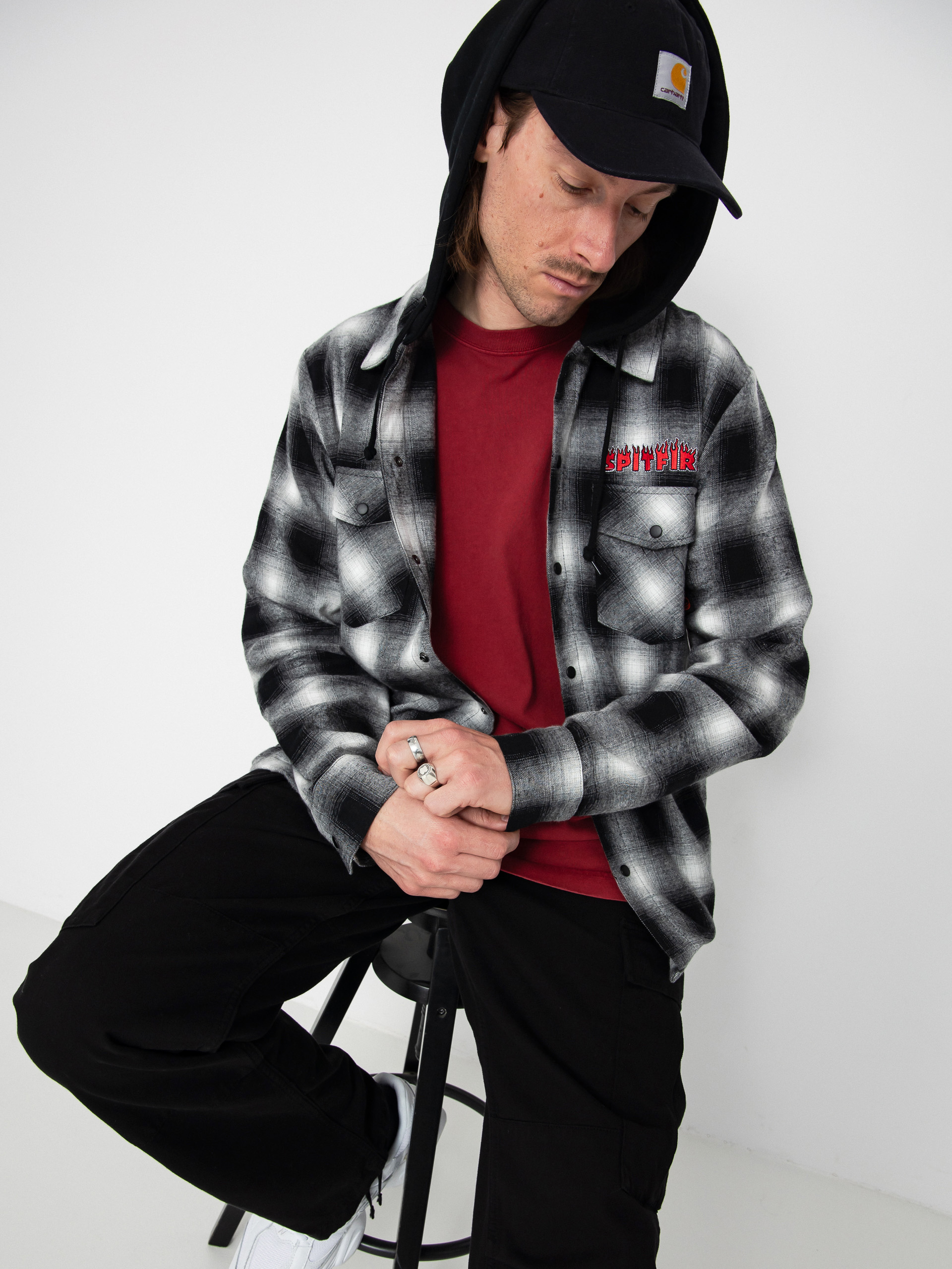Риза Spitfire Demonseed Hooded Flannel (black/white/multi color embroideries)