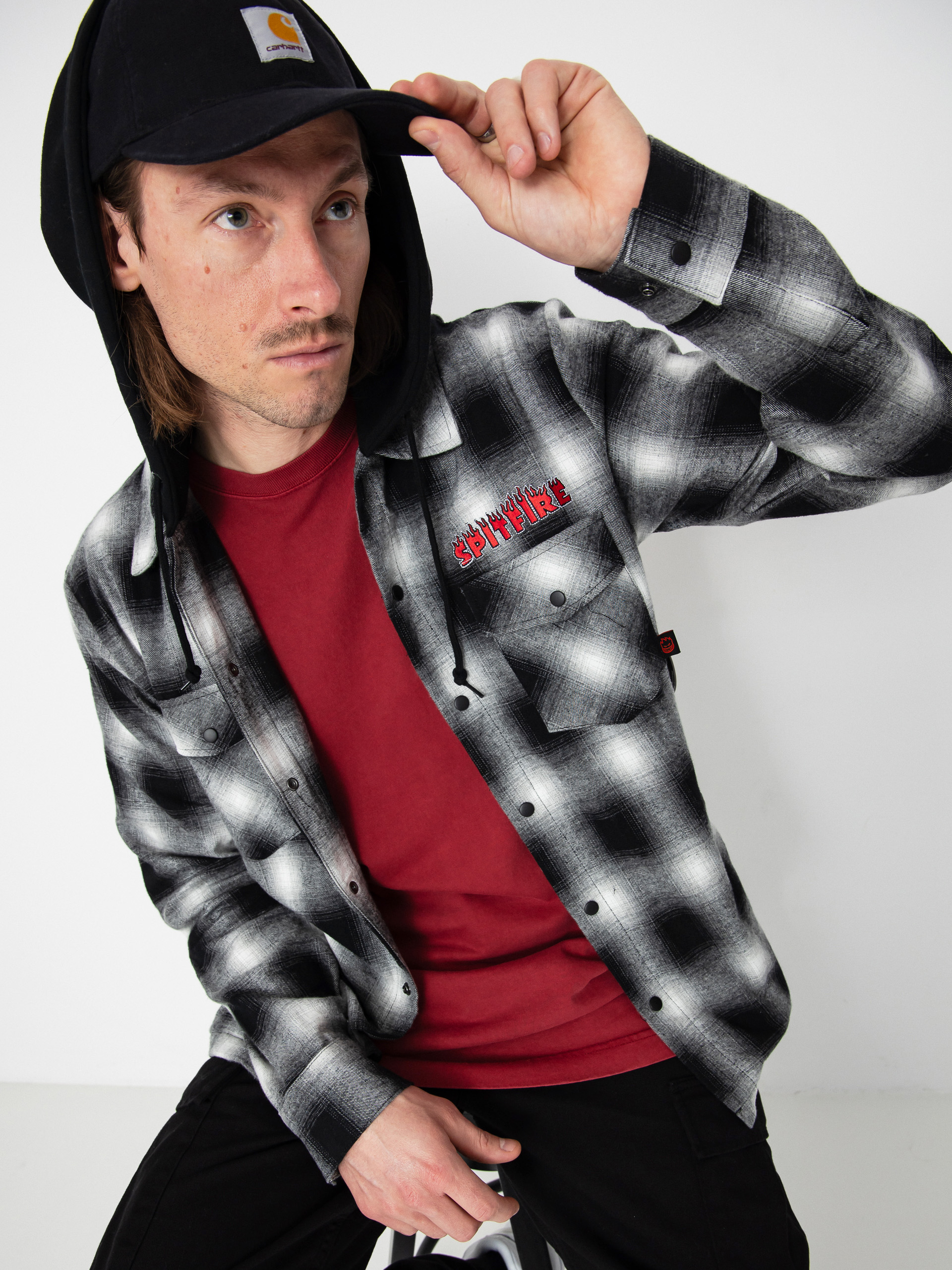 Риза Spitfire Demonseed Hooded Flannel (black/white/multi color embroideries)