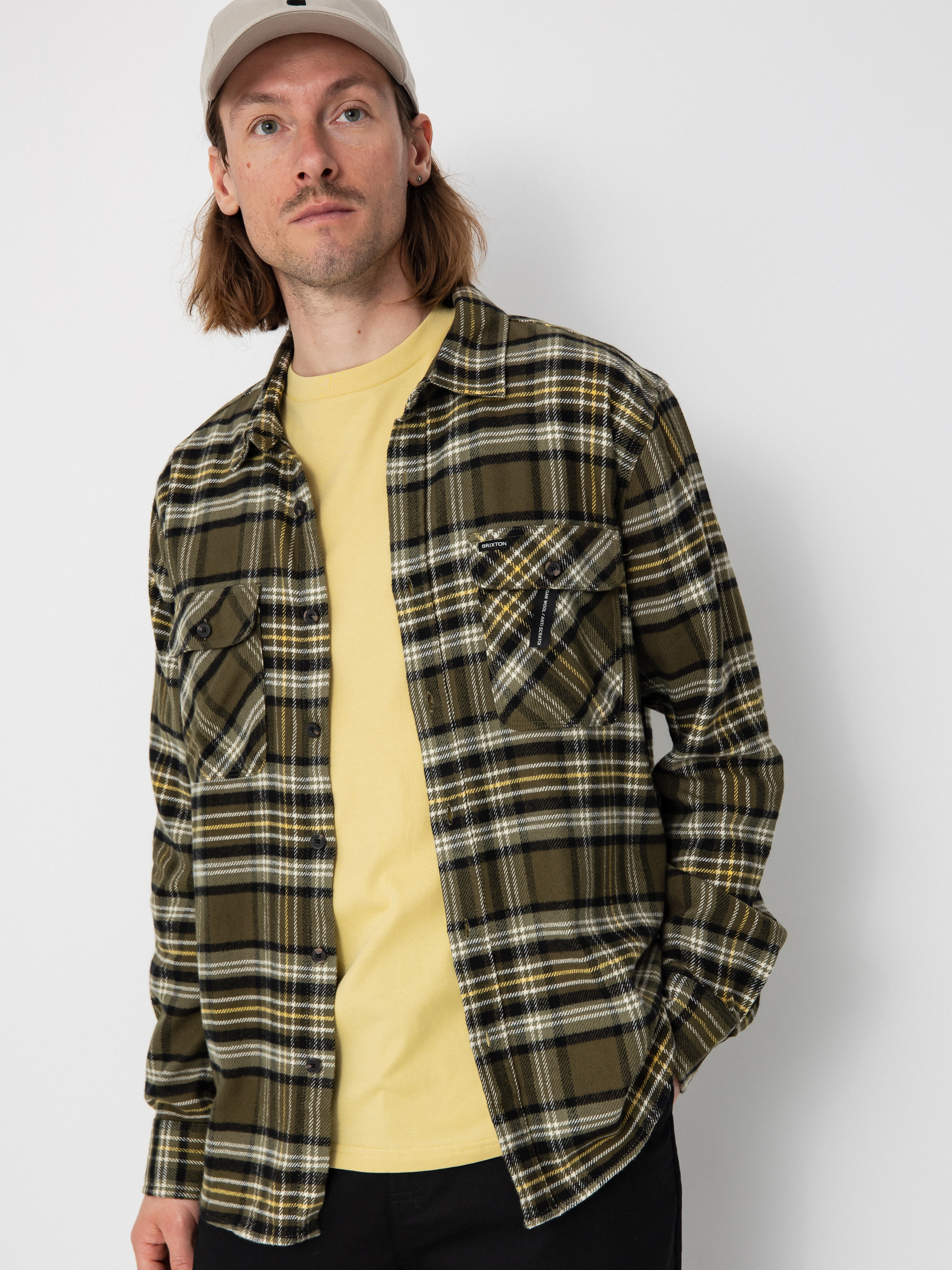 Риза Brixton Bowery Flannel (ivy green/olive surplus/black)