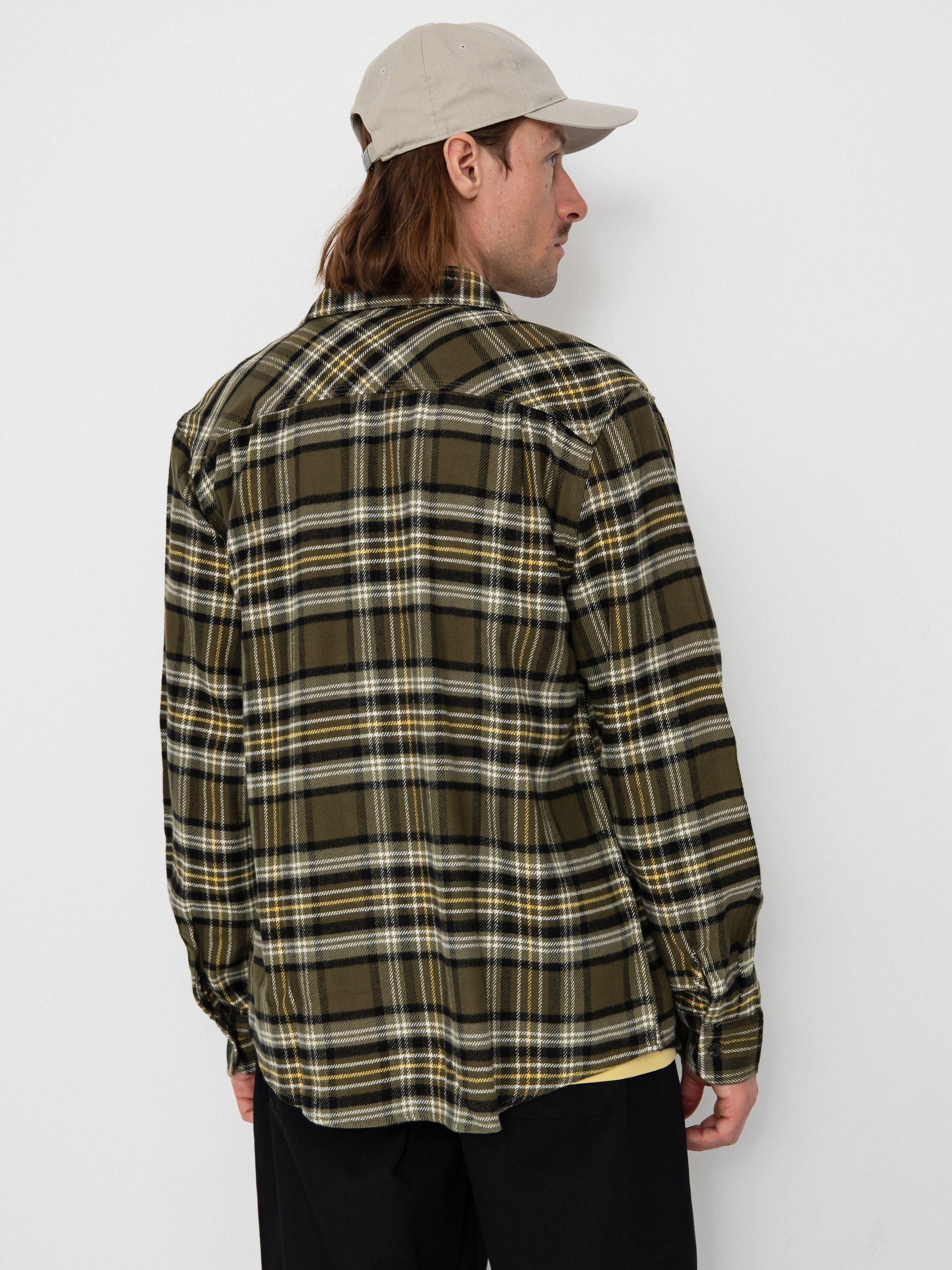 Риза Brixton Bowery Flannel (ivy green/olive surplus/black)
