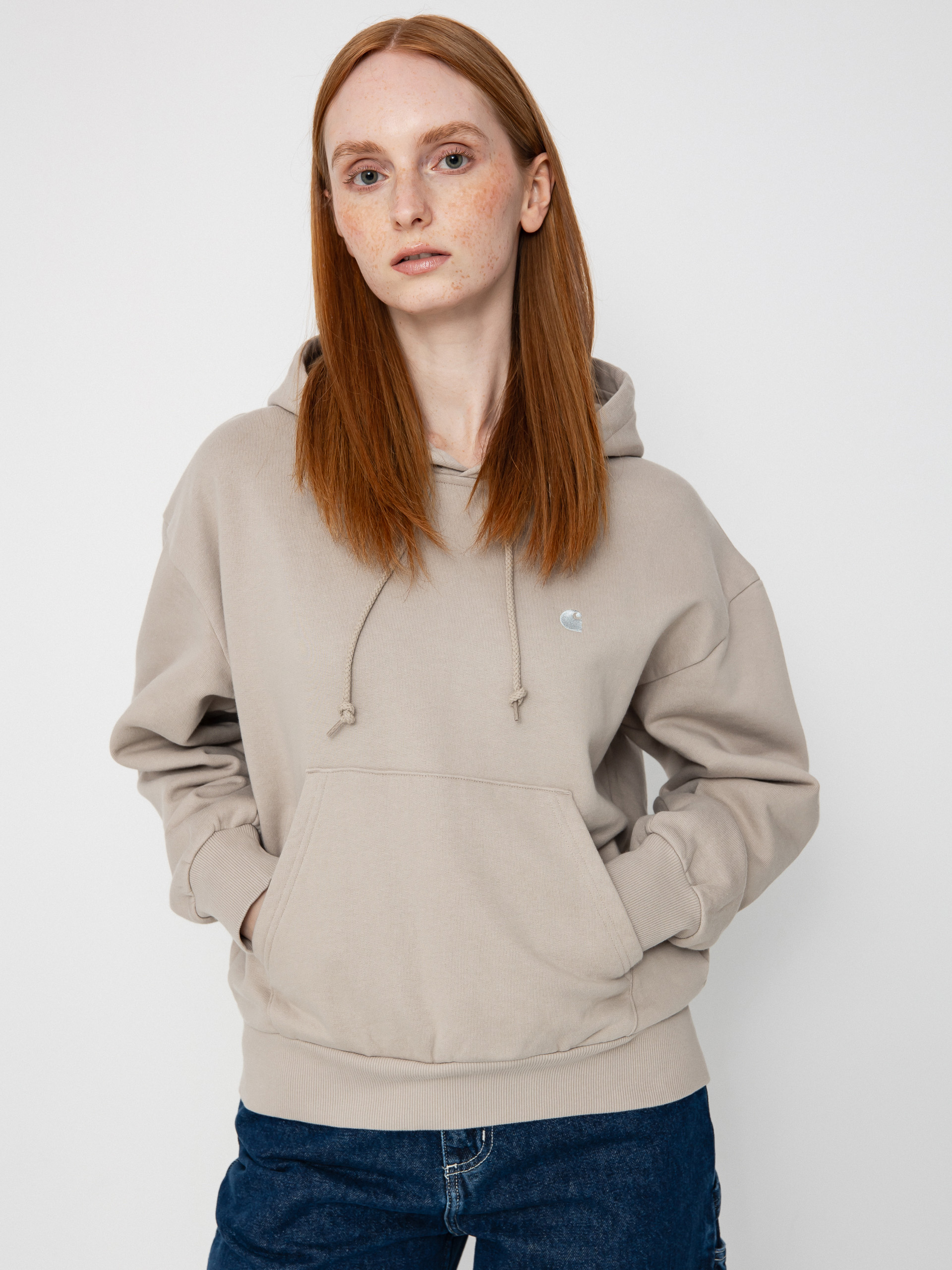 Суитшърт с качулка Carhartt WIP Casey HD Wmn (dusky beige/silver)
