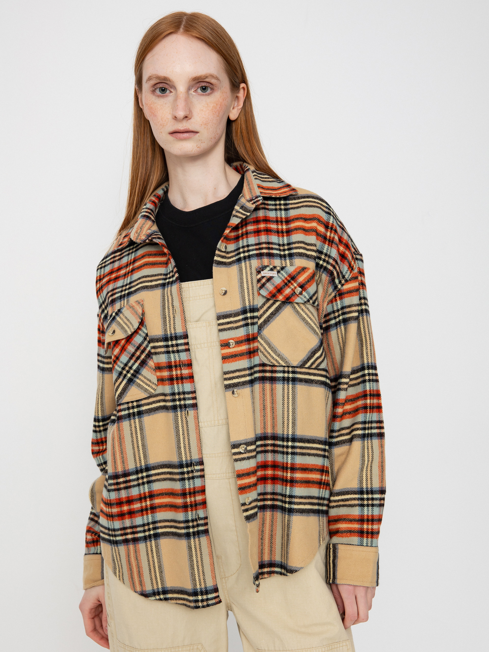 u0420u0438u0437u0430 Brixton Bowery Classic Flannel Wmn (sand/burnt brick/black plaid)