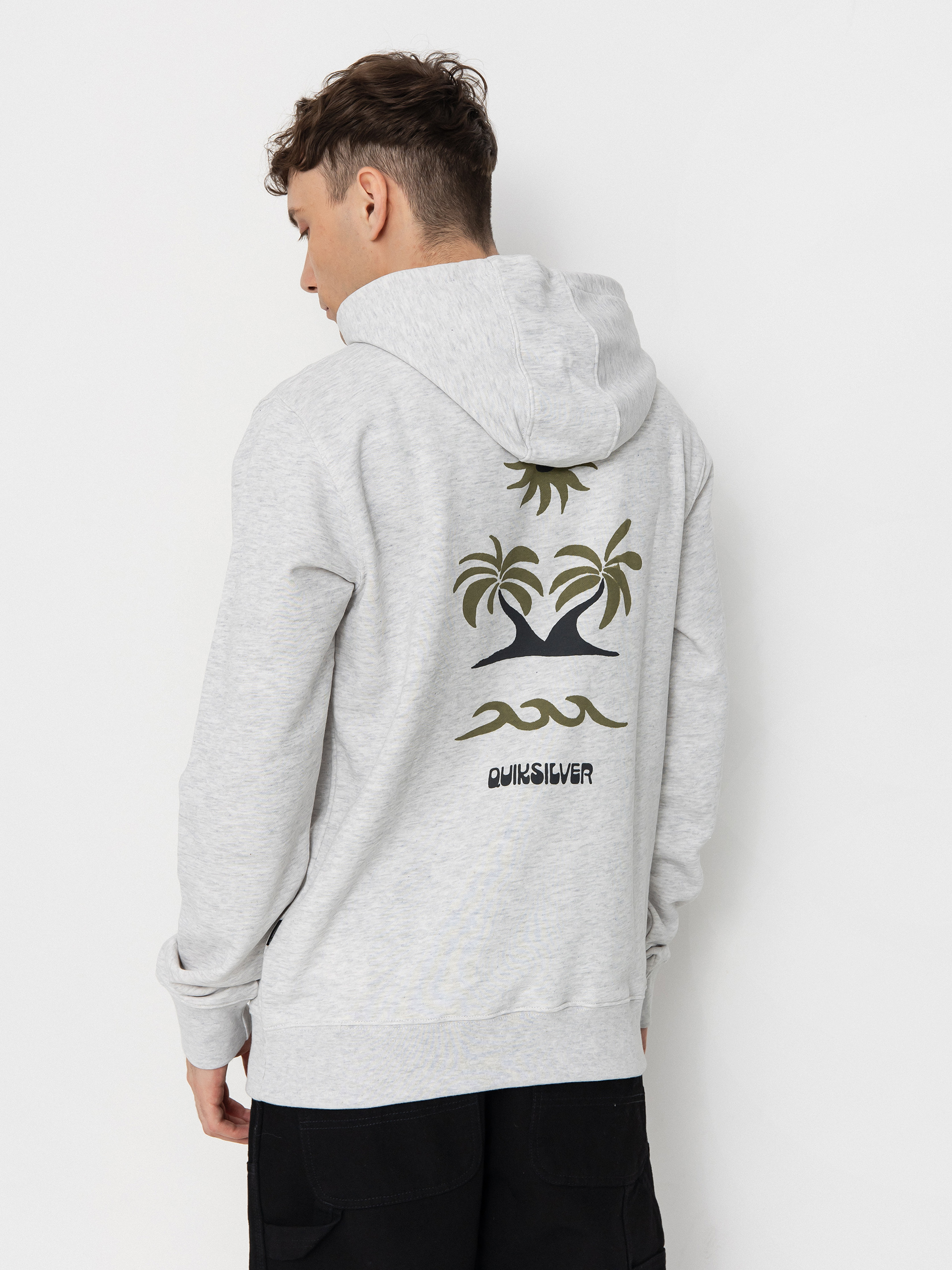Суитшърт с качулка Quiksilver Graphic Mix HD (white marble heather)