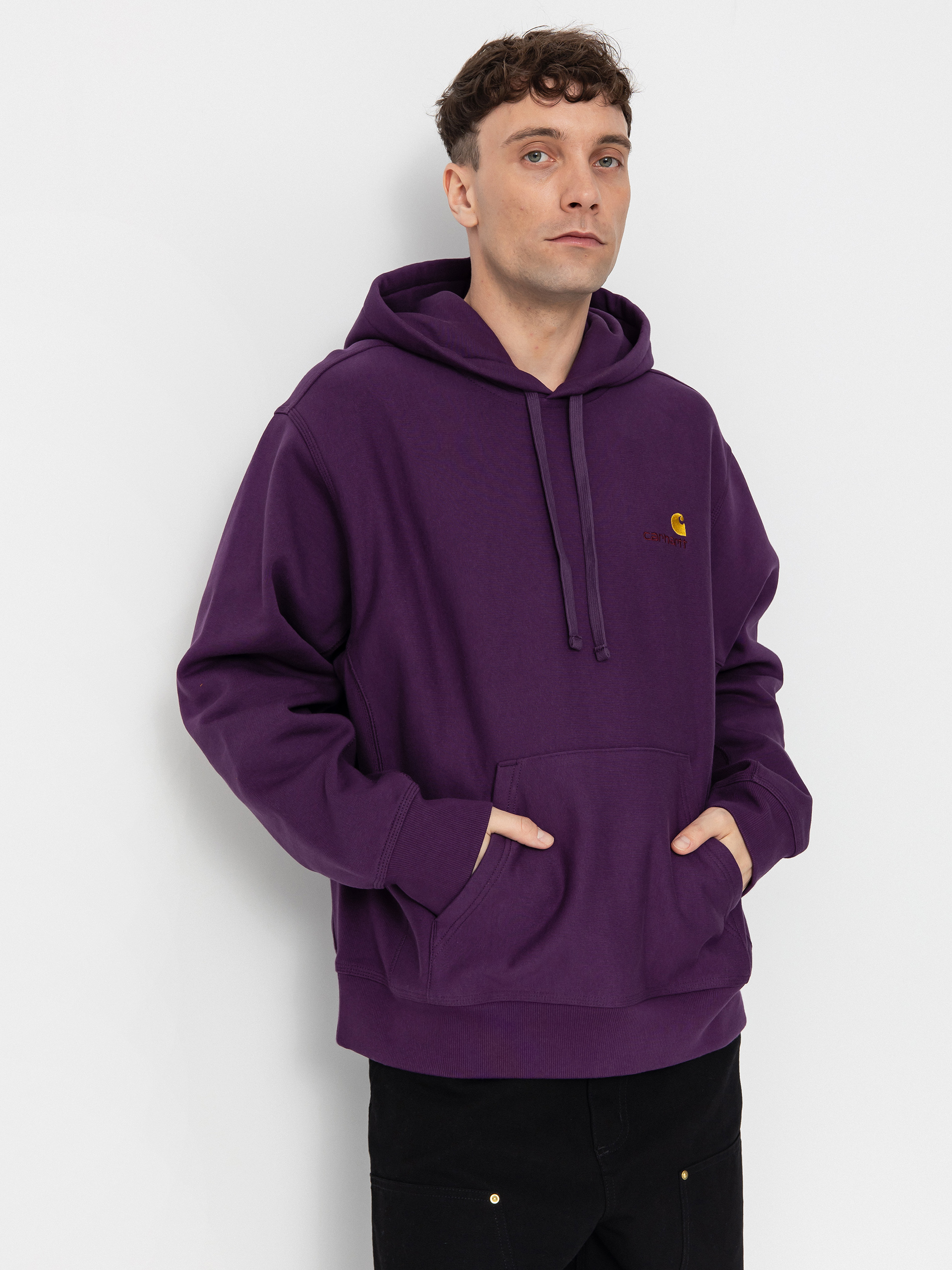 Суитшърт с качулка Carhartt WIP American Script HD (huckleberry)