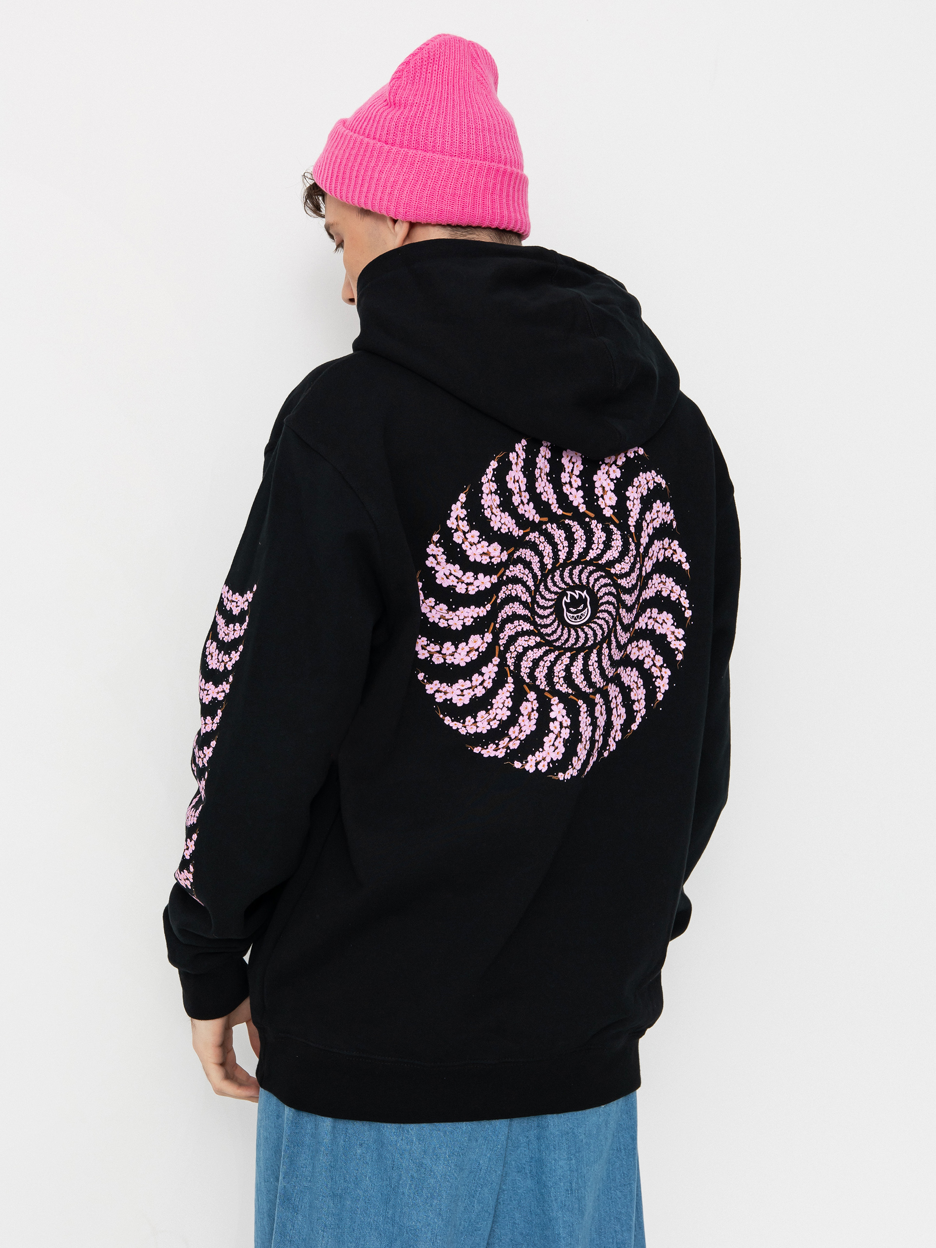 Суитшърт с качулка Spitfire Cherry Bloosom HD (black)