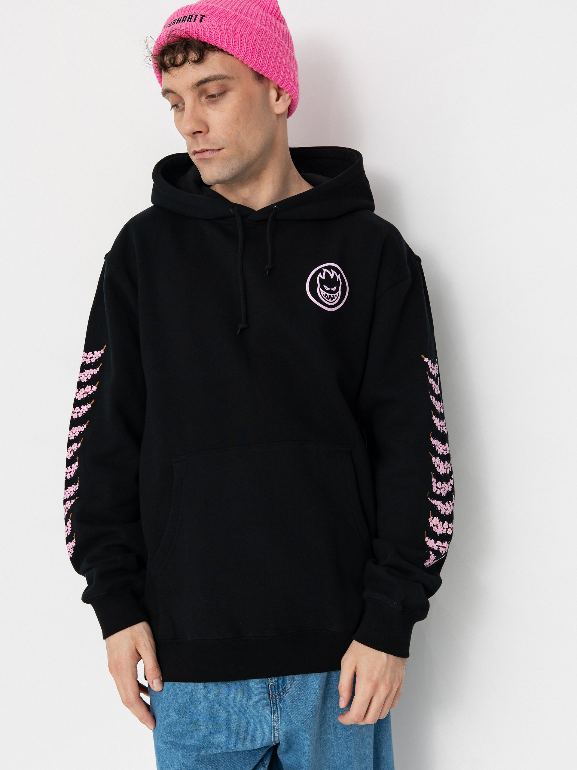 Суитшърт с качулка Spitfire Cherry Bloosom HD (black)