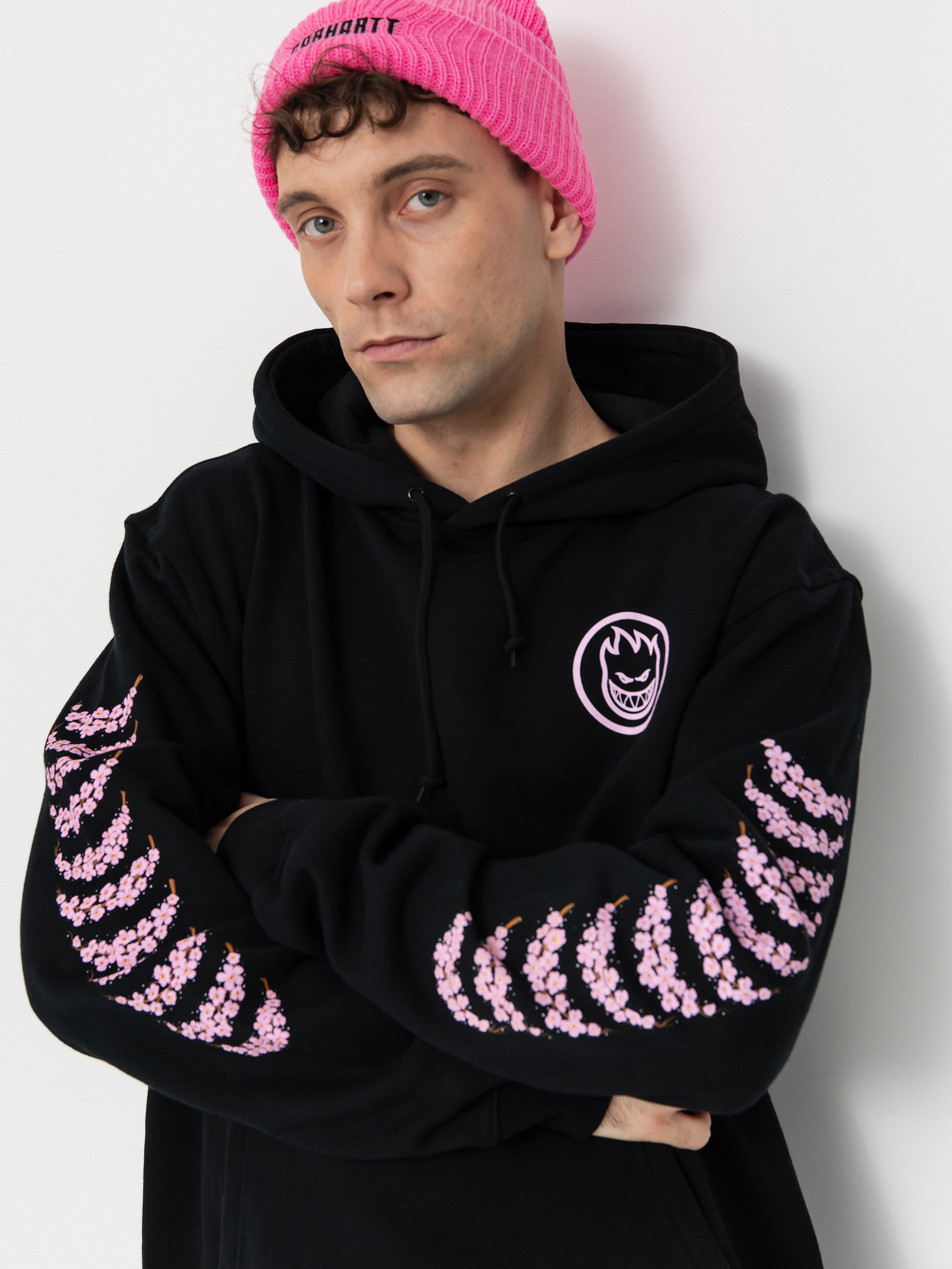 Суитшърт с качулка Spitfire Cherry Bloosom HD (black)