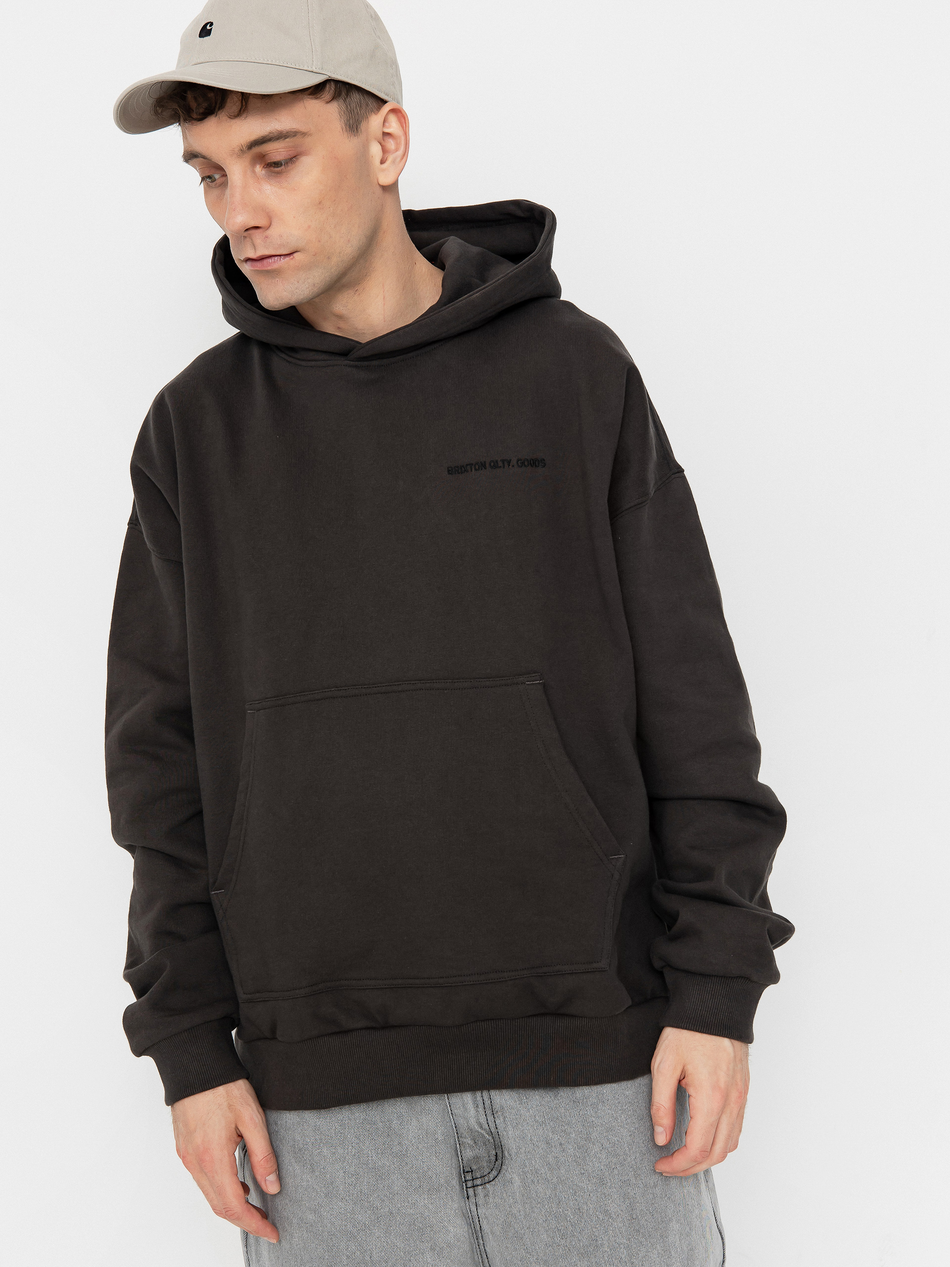 Суитшърт с качулка Brixton Embroidered Heavy Weight HD (washed black)