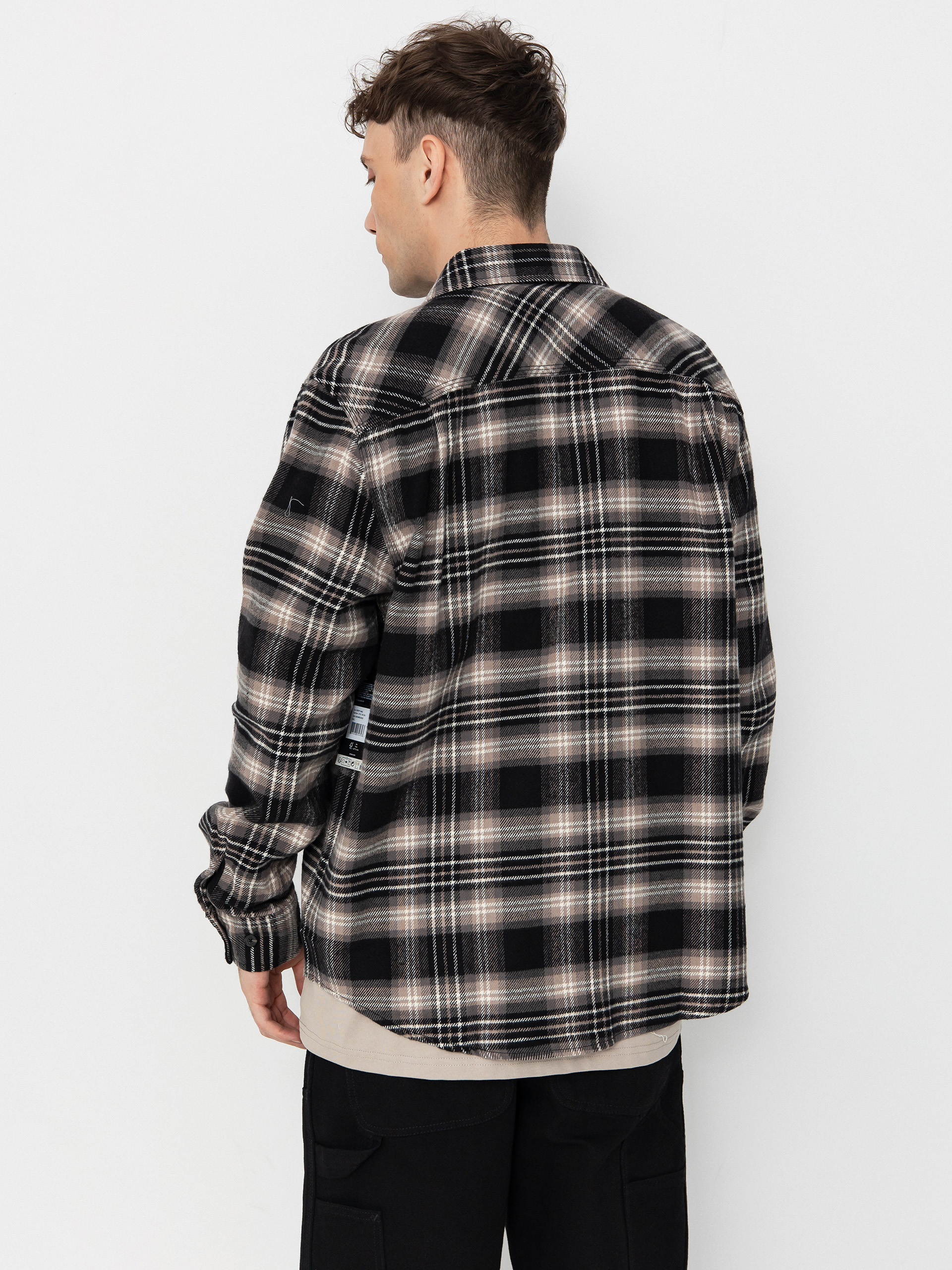 Риза Brixton Bowery Flannel (black/charcoal/beige)