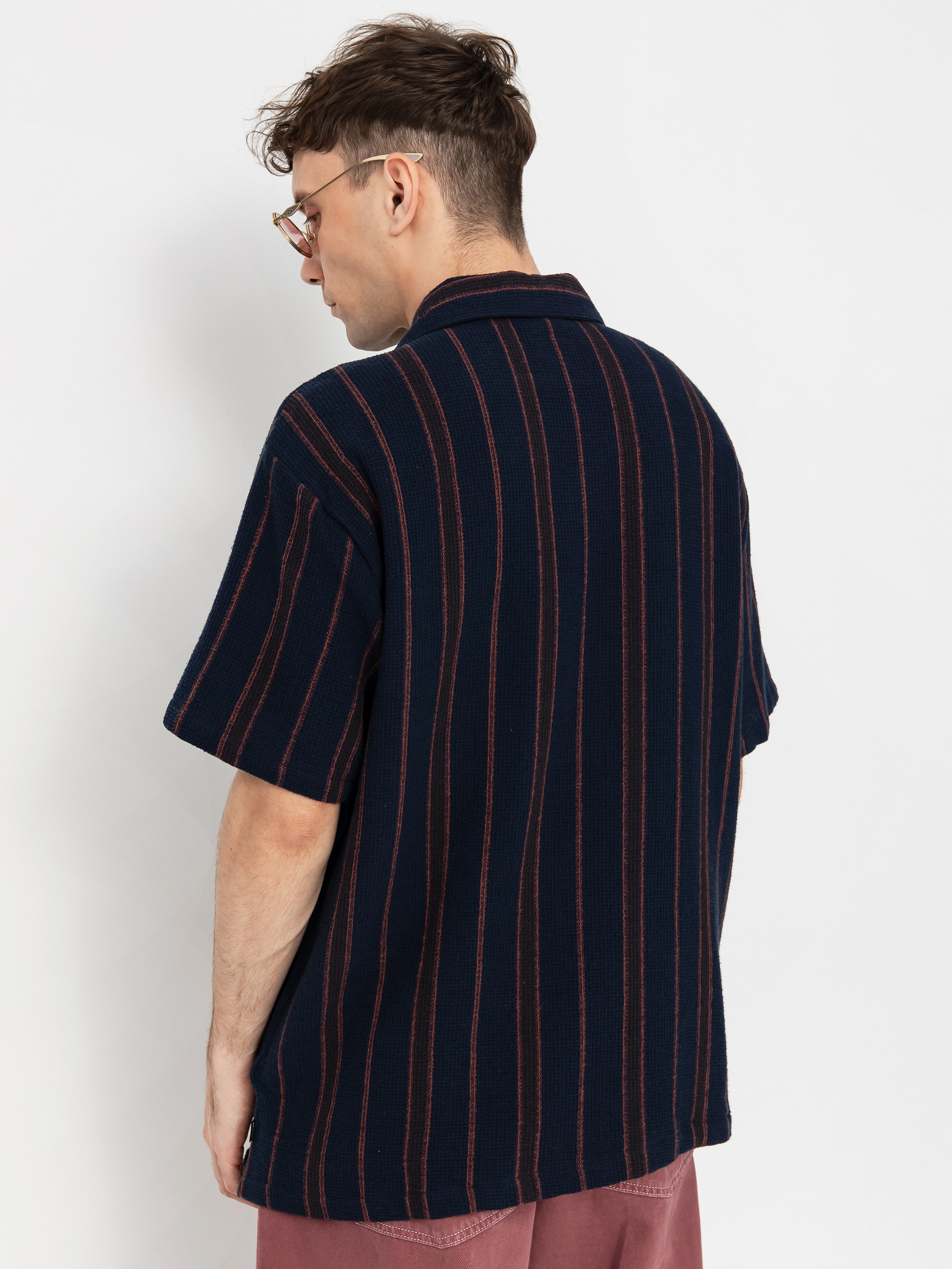 Риза Brixton Bunker Waffle Stripe (washed navy stripe)