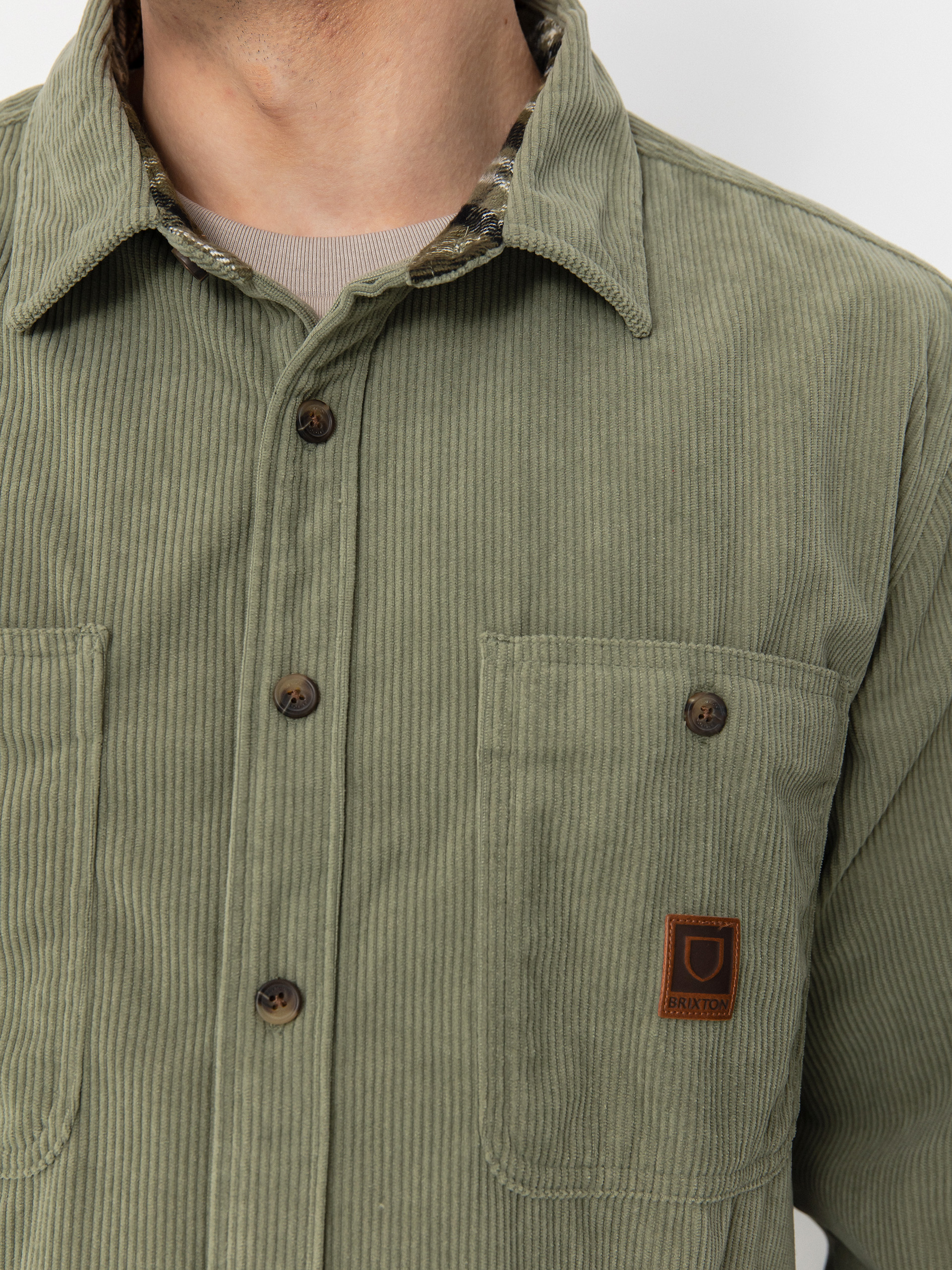 Риза Brixton The Field Corduroy Overshirt (military olive)