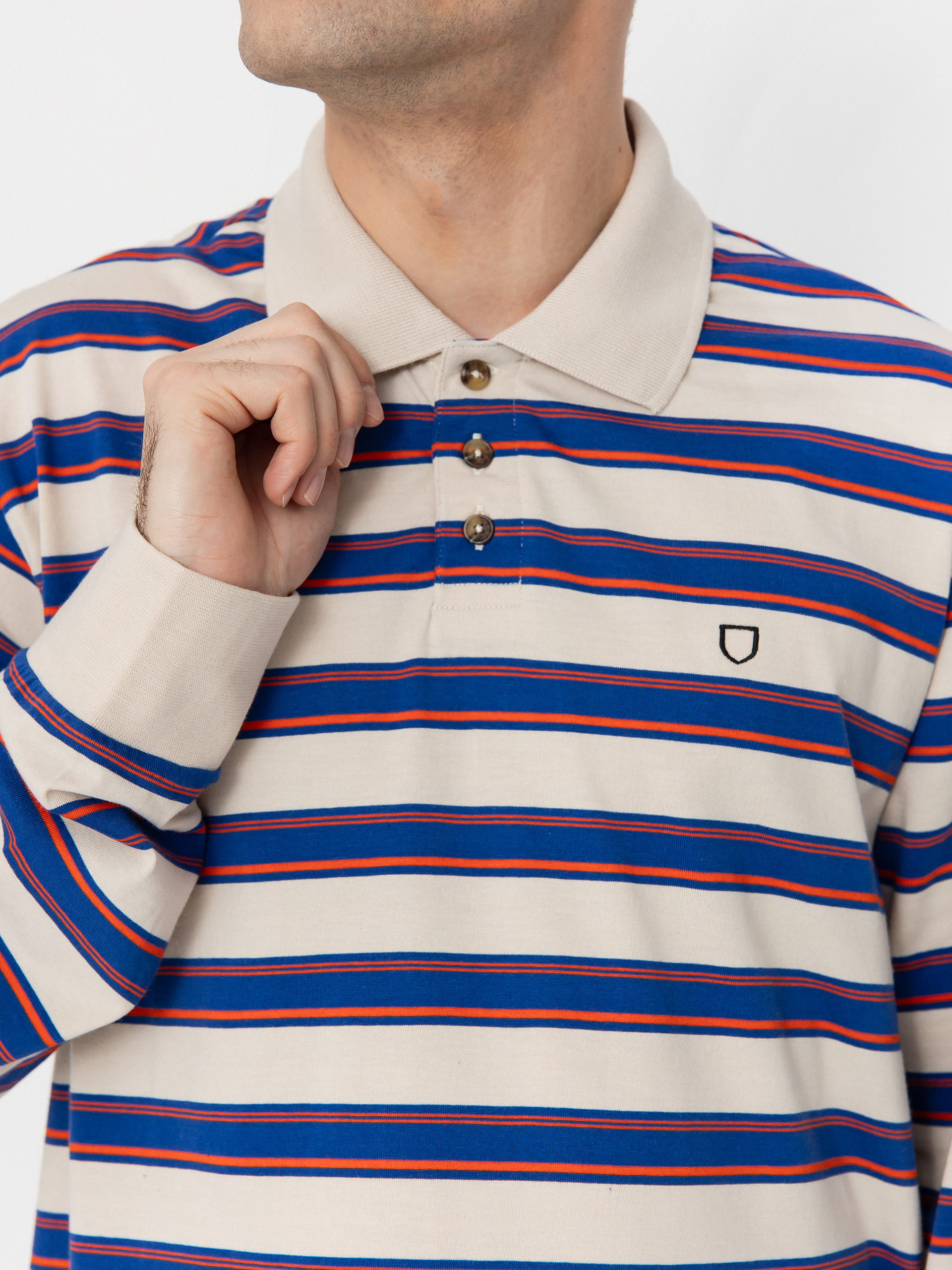 Блуза Brixton Vintage Stripe Polo Knit (electric blue/flame/whitecap)