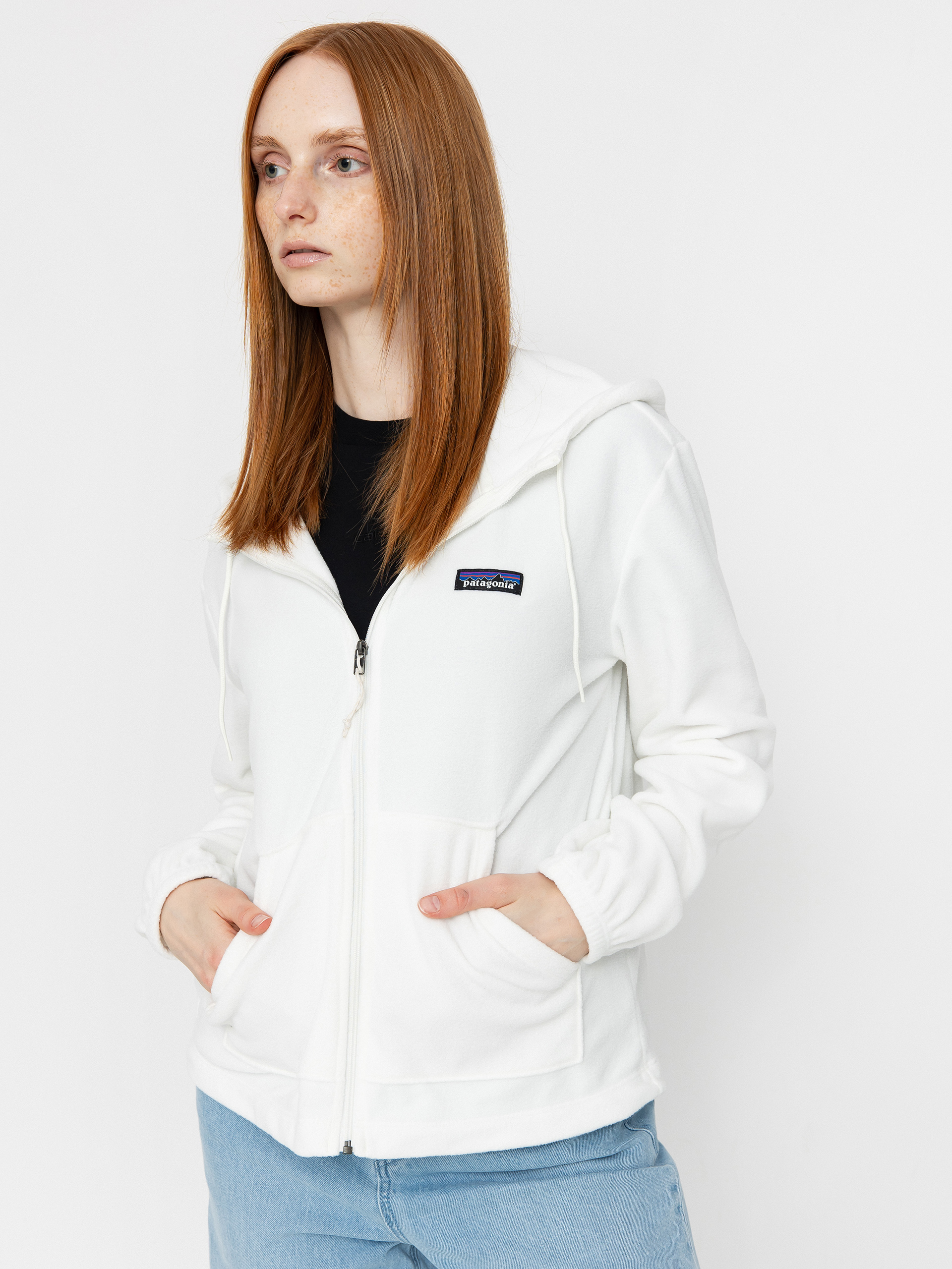 Суитшърт с качулка Patagonia Micro D ZHD Wmn (birch white)