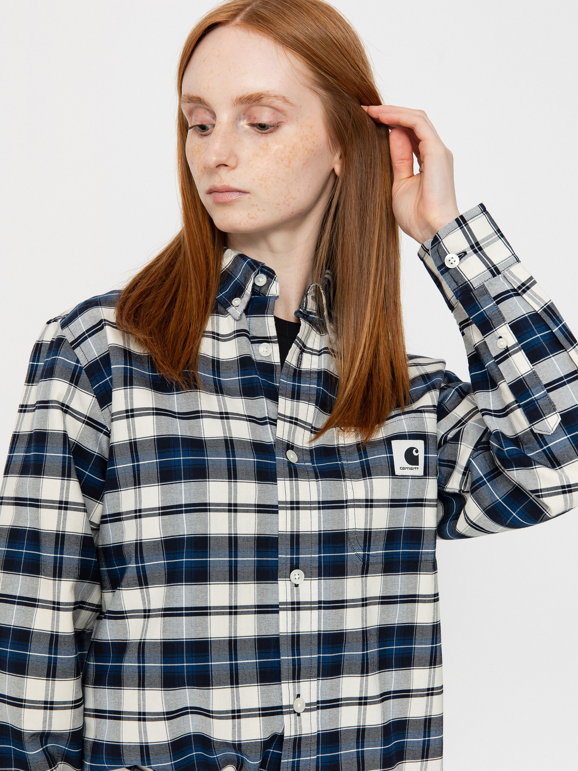 Риза Carhartt WIP Tarbell Wmn (tarbell check/dark navy/white)