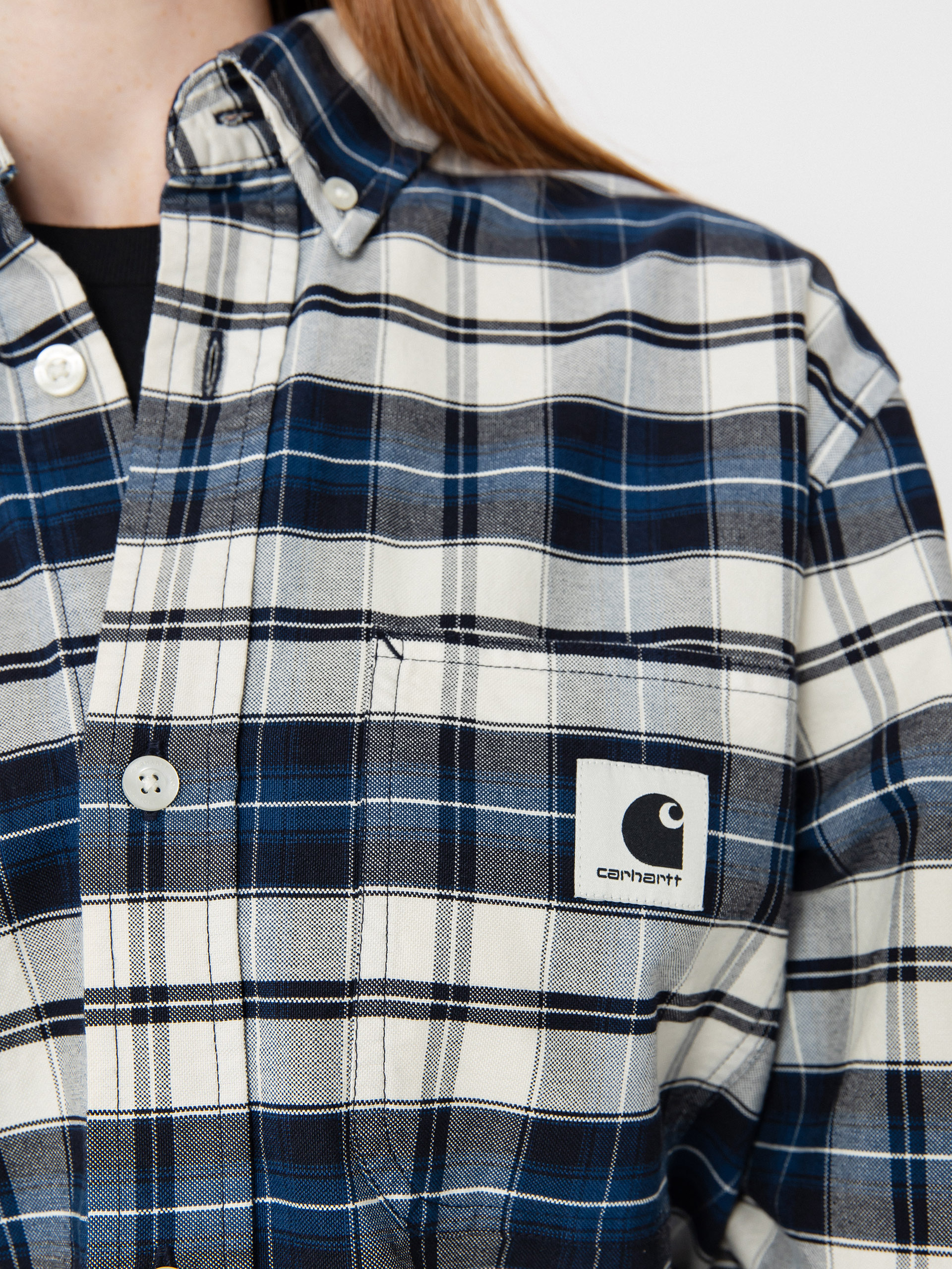 Риза Carhartt WIP Tarbell Wmn (tarbell check/dark navy/white)