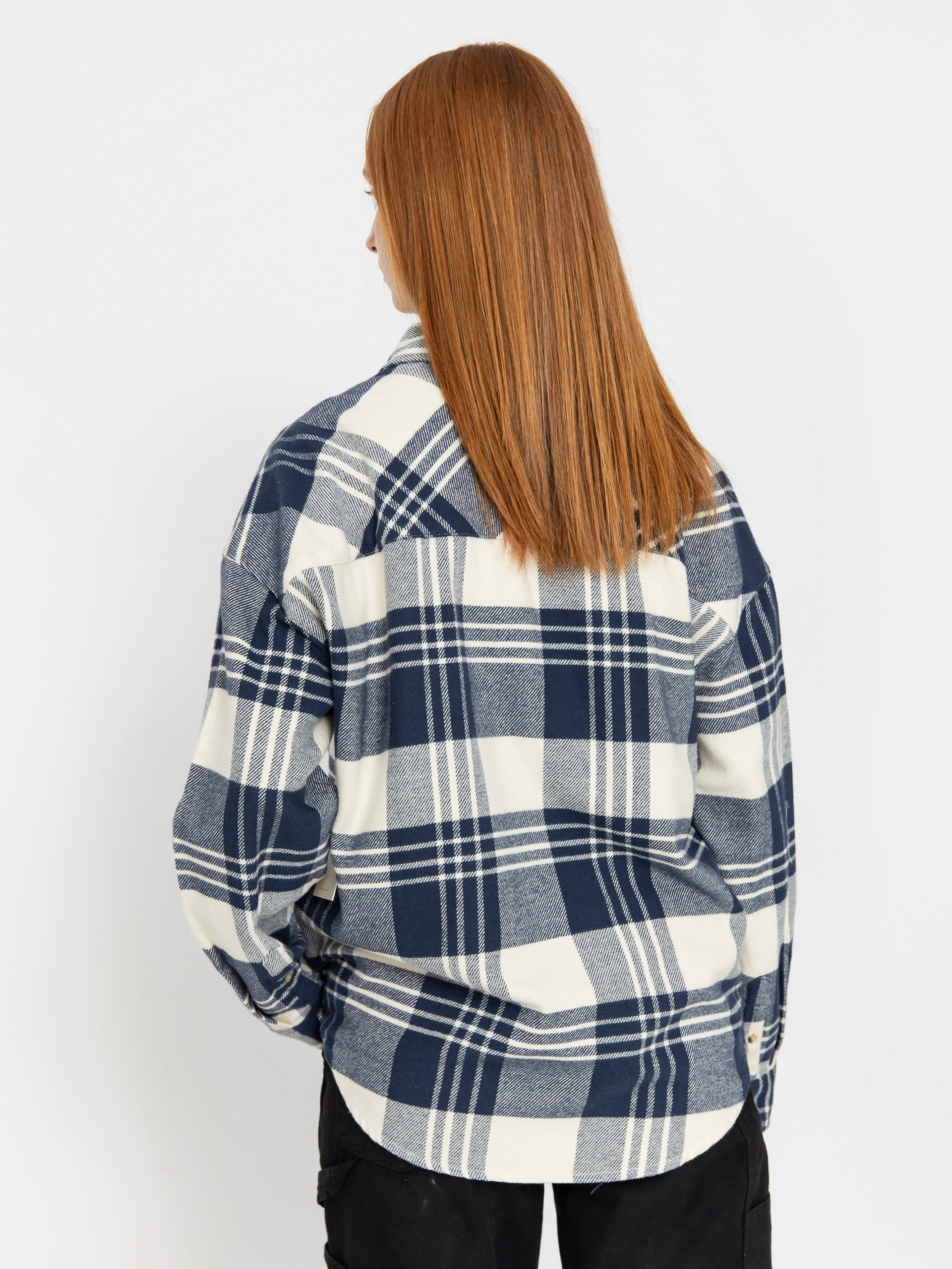 Риза Brixton Bowery Classic Flannel Wmn (azure blue/whitecap plaid)