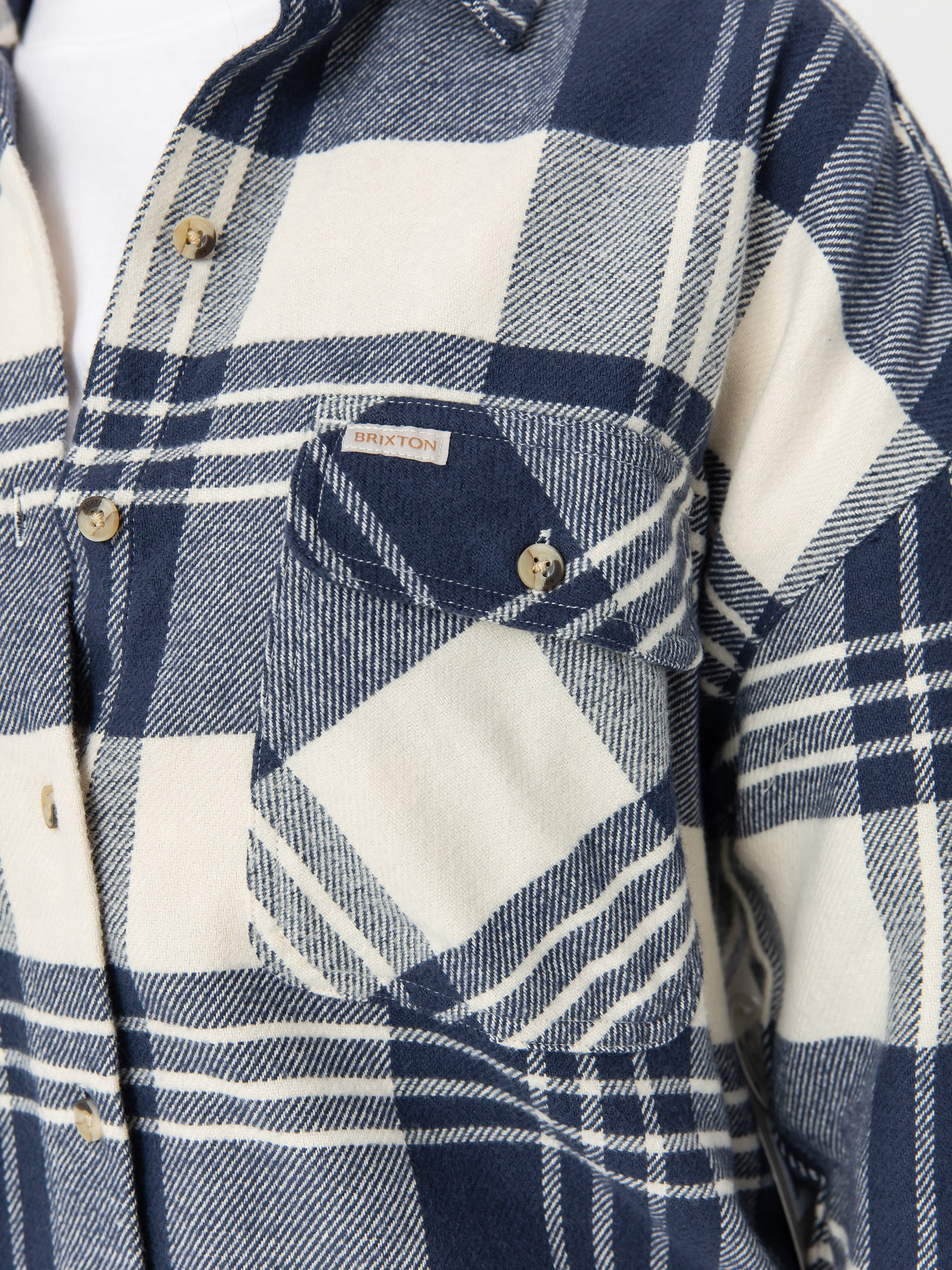 Риза Brixton Bowery Classic Flannel Wmn (azure blue/whitecap plaid)