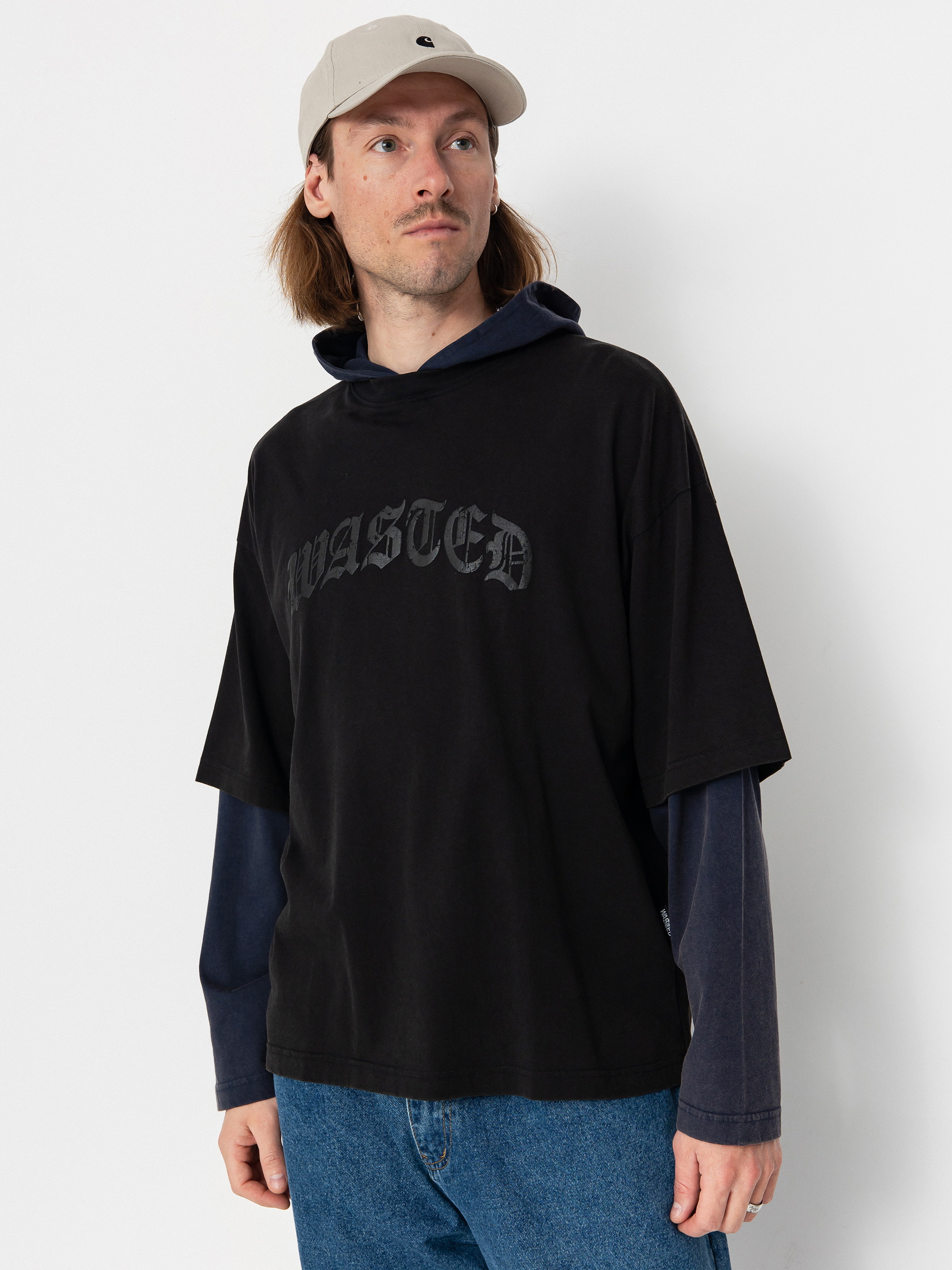 Суитшърт с качулка Wasted Paris Legacy Age HD (faded black/faded night blue)