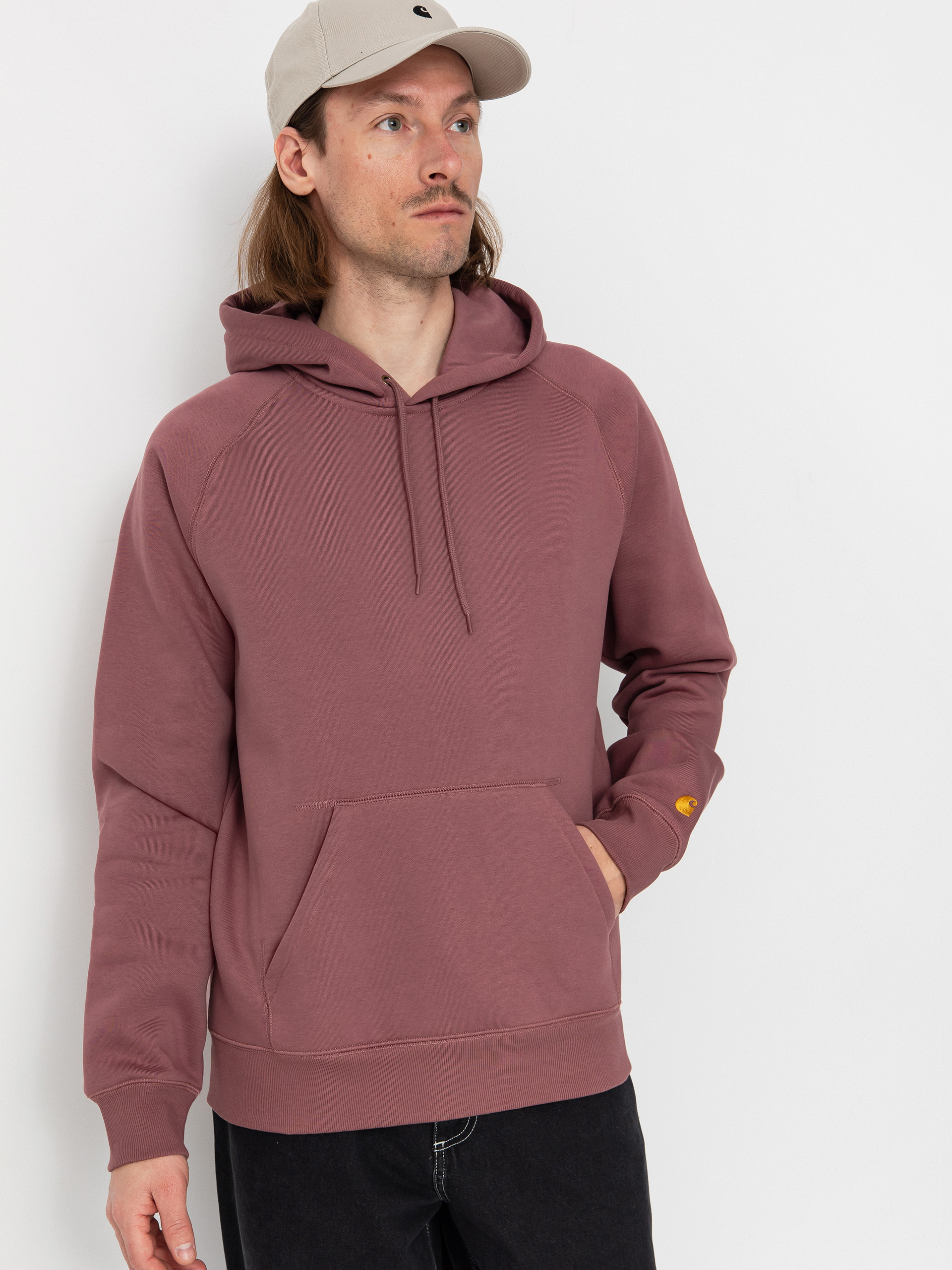 Суитшърт с качулка Carhartt WIP Chase HD (dusky pink/gold)