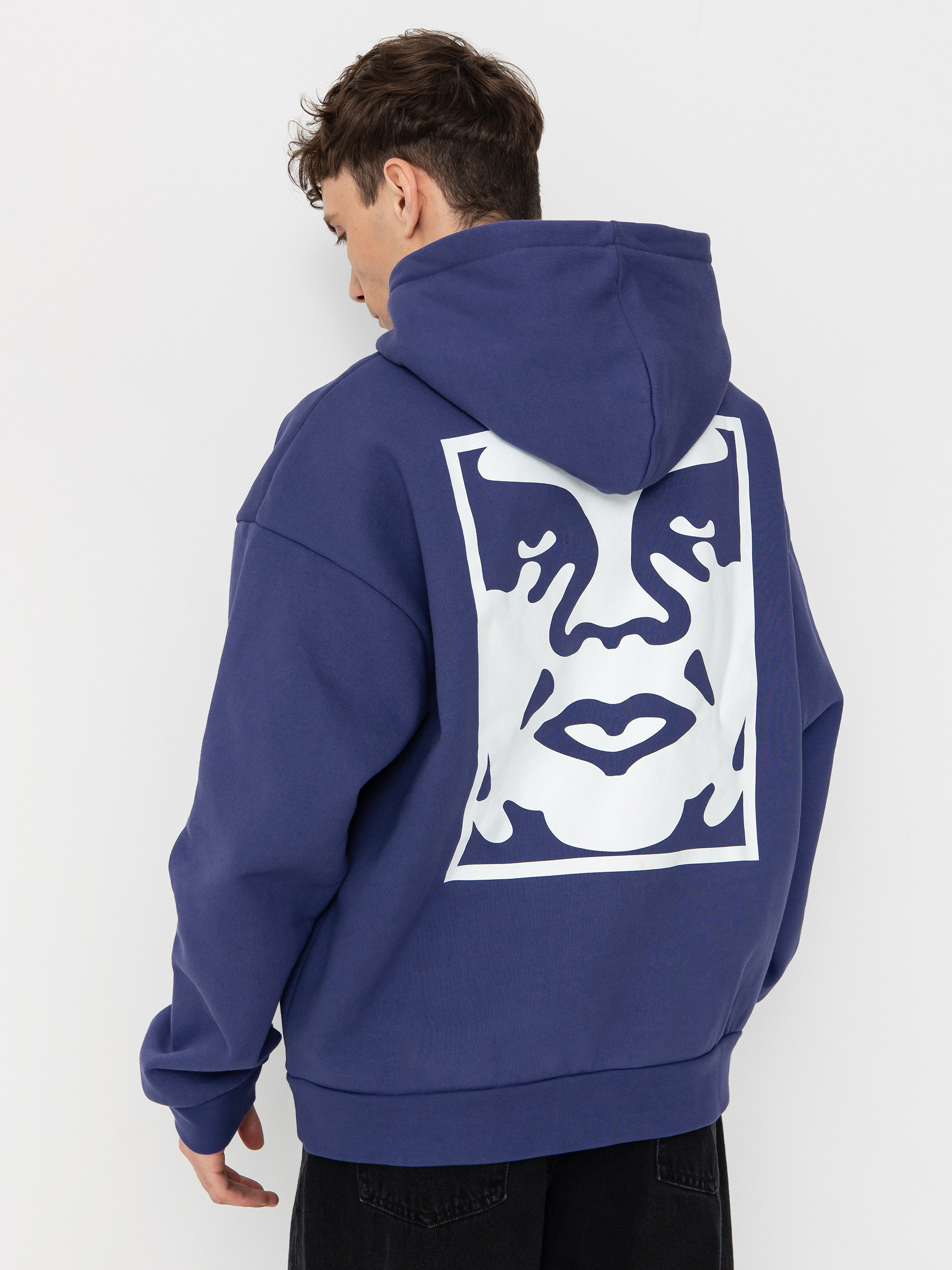 Суитшърт с качулка OBEY Bold Icon Extra Heavy HD (skipper blue)