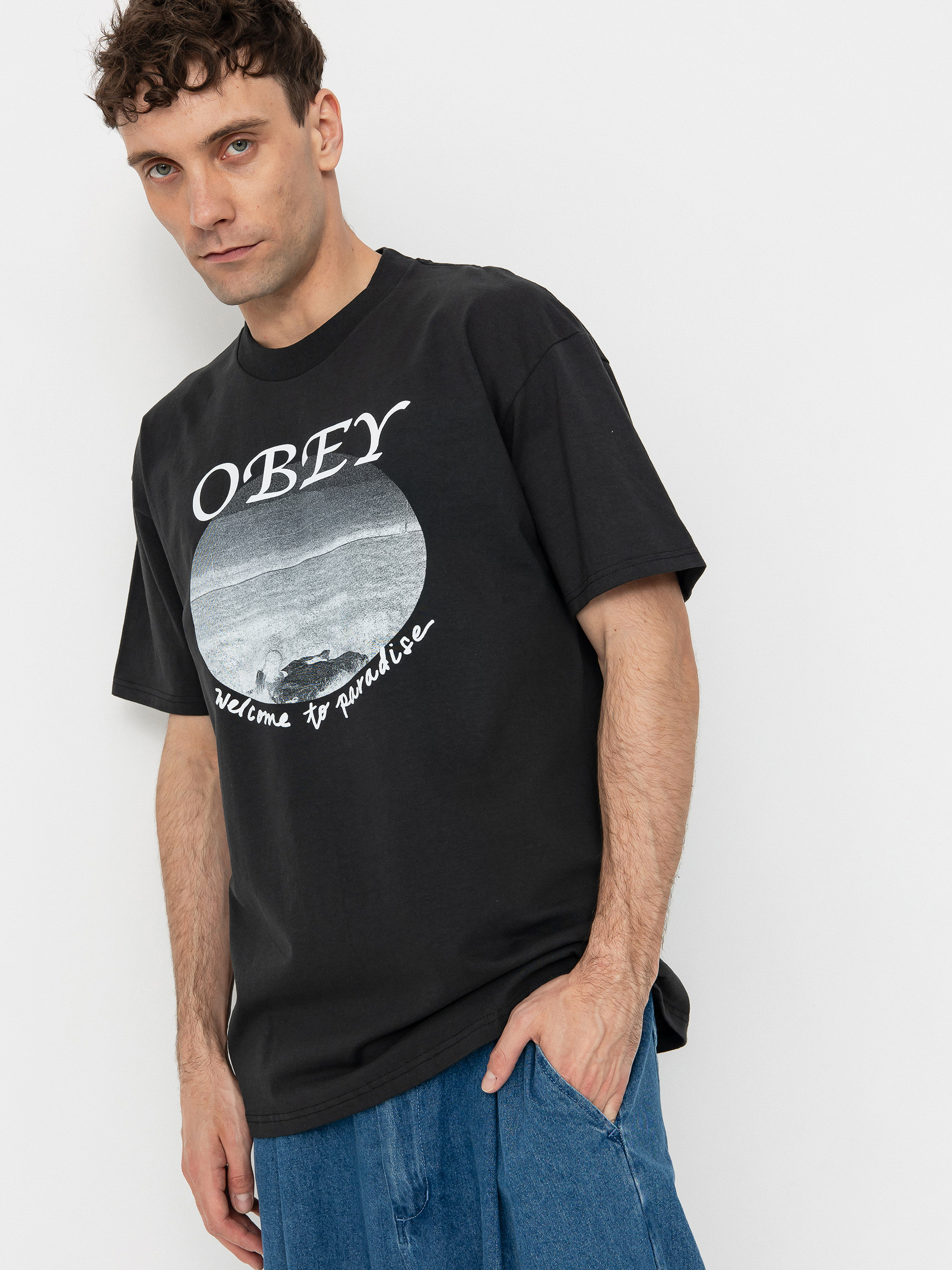 Тениска OBEY Welcome To Paradise (vintage black)