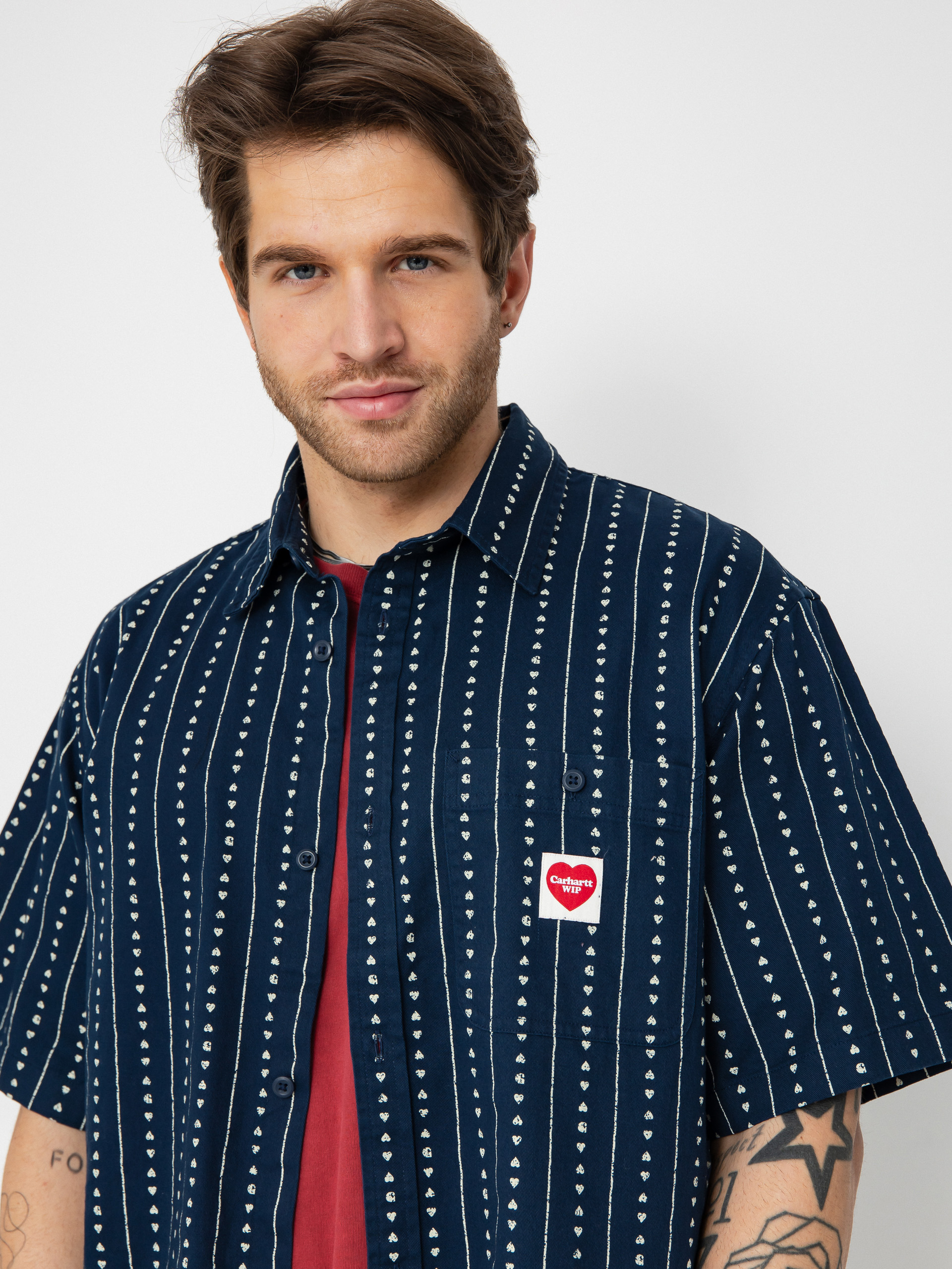 Риза Carhartt WIP Drewe (heart c pinstripe/ink/natural)