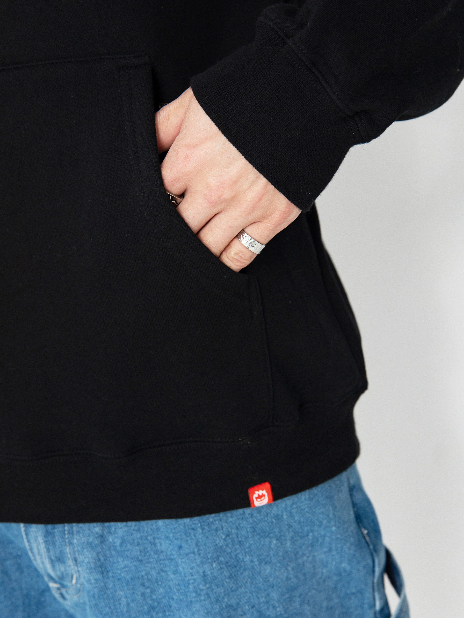 Суитшърт с качулка Spitfire Bighead Fill HD (black/black red & white print)