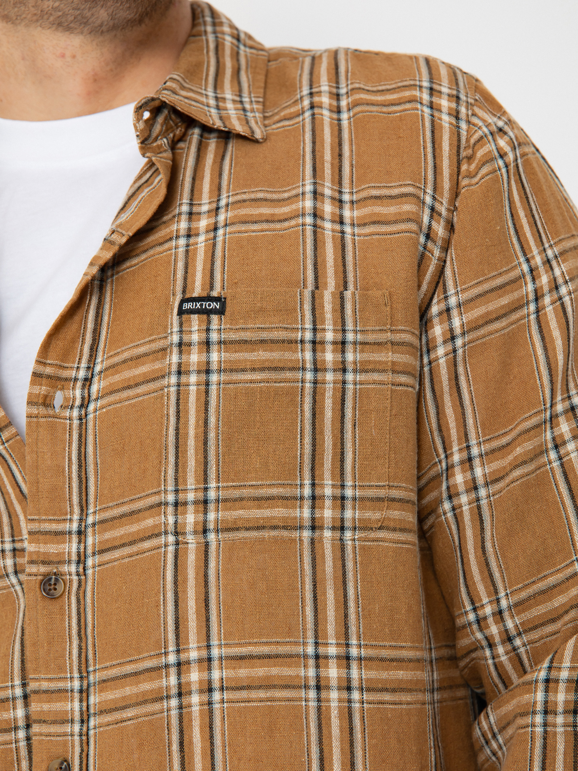 Риза Brixton Charter Linen Blend Ls (washed cooper/whitecap plaid)