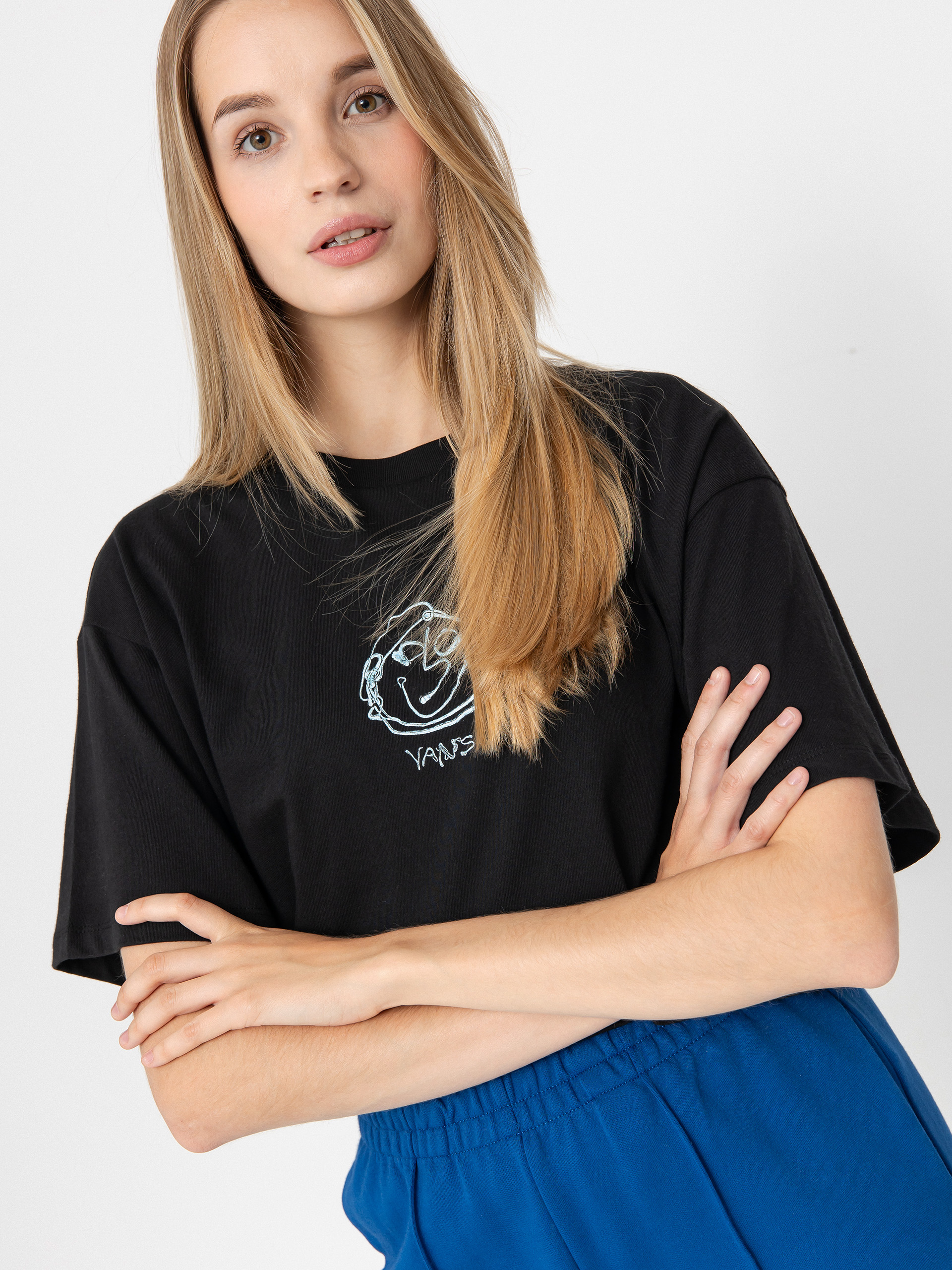 Тениска Vans Grinning Face Relax Crop Wmn (black)
