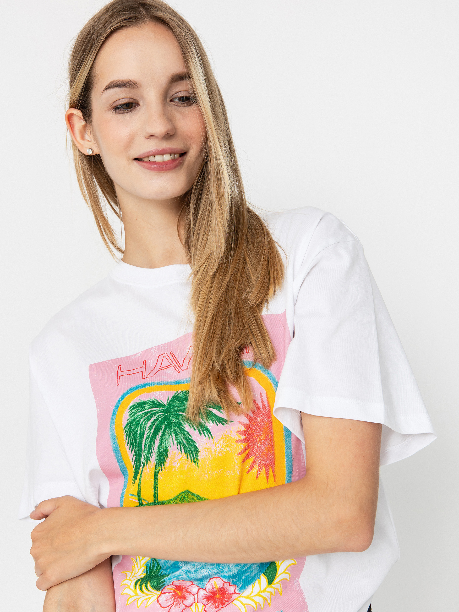 Тениска Roxy Atlas Hangloose Wmn (bright white hawaii)