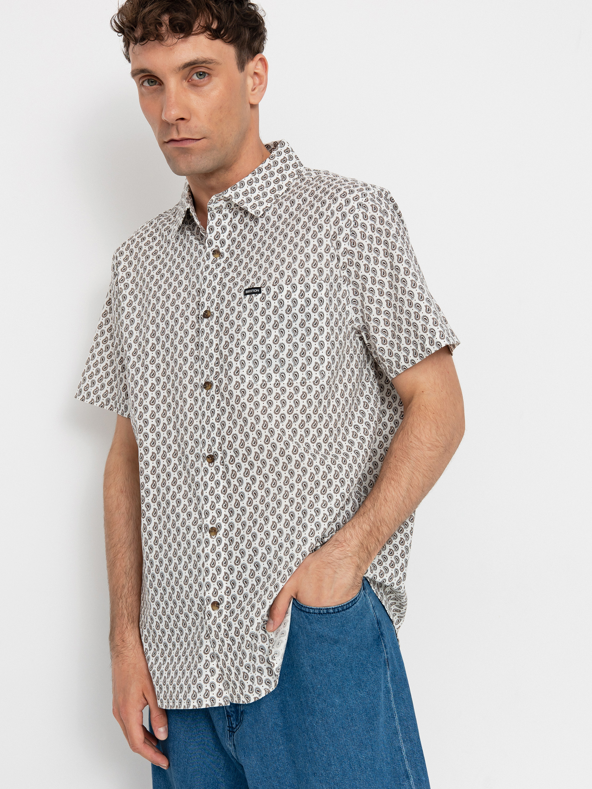 Риза Brixton Charter Print (off white/paisley)
