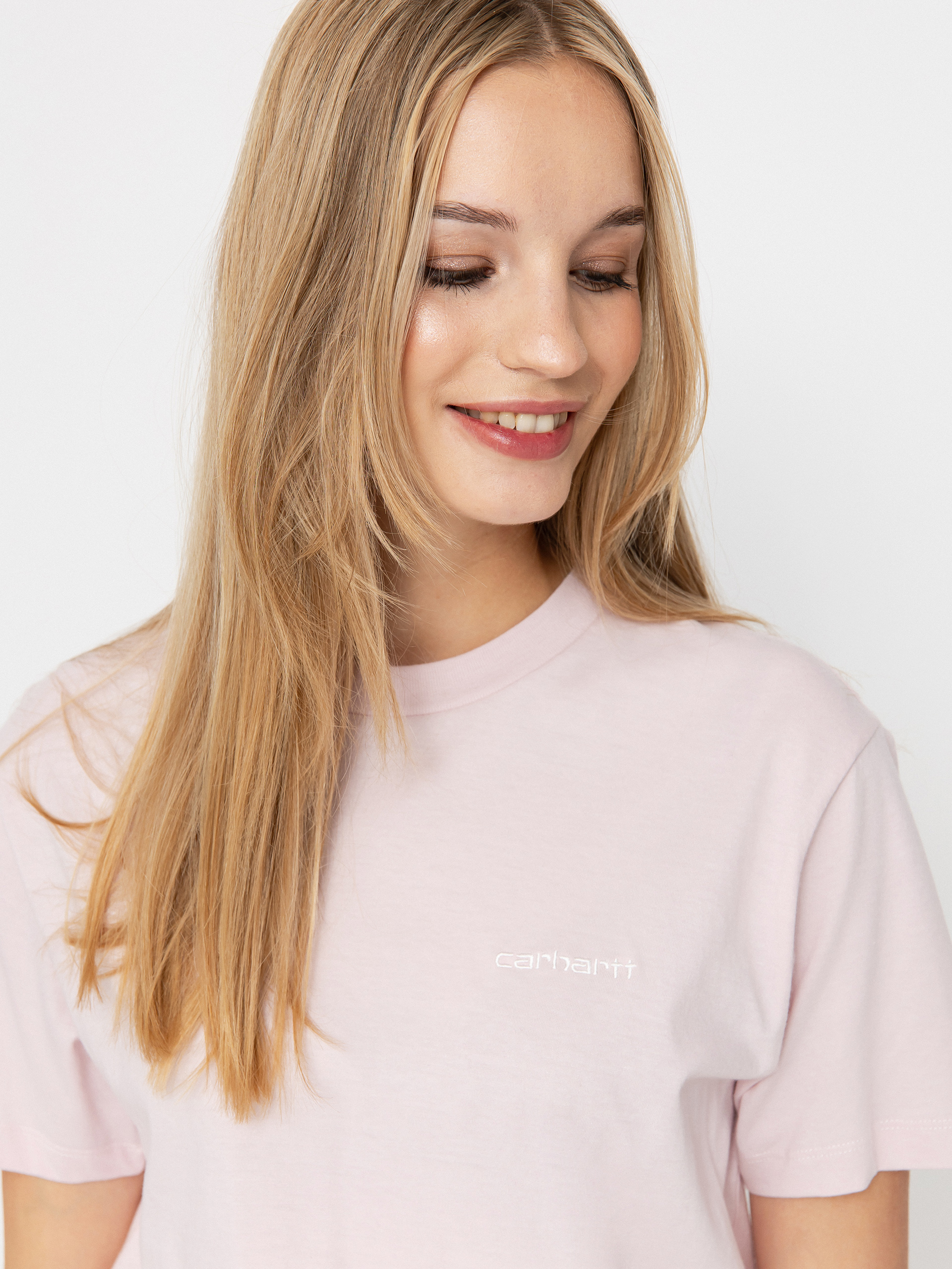 Тениска Carhartt WIP Script Embroidery Wmn (air pink/wax)