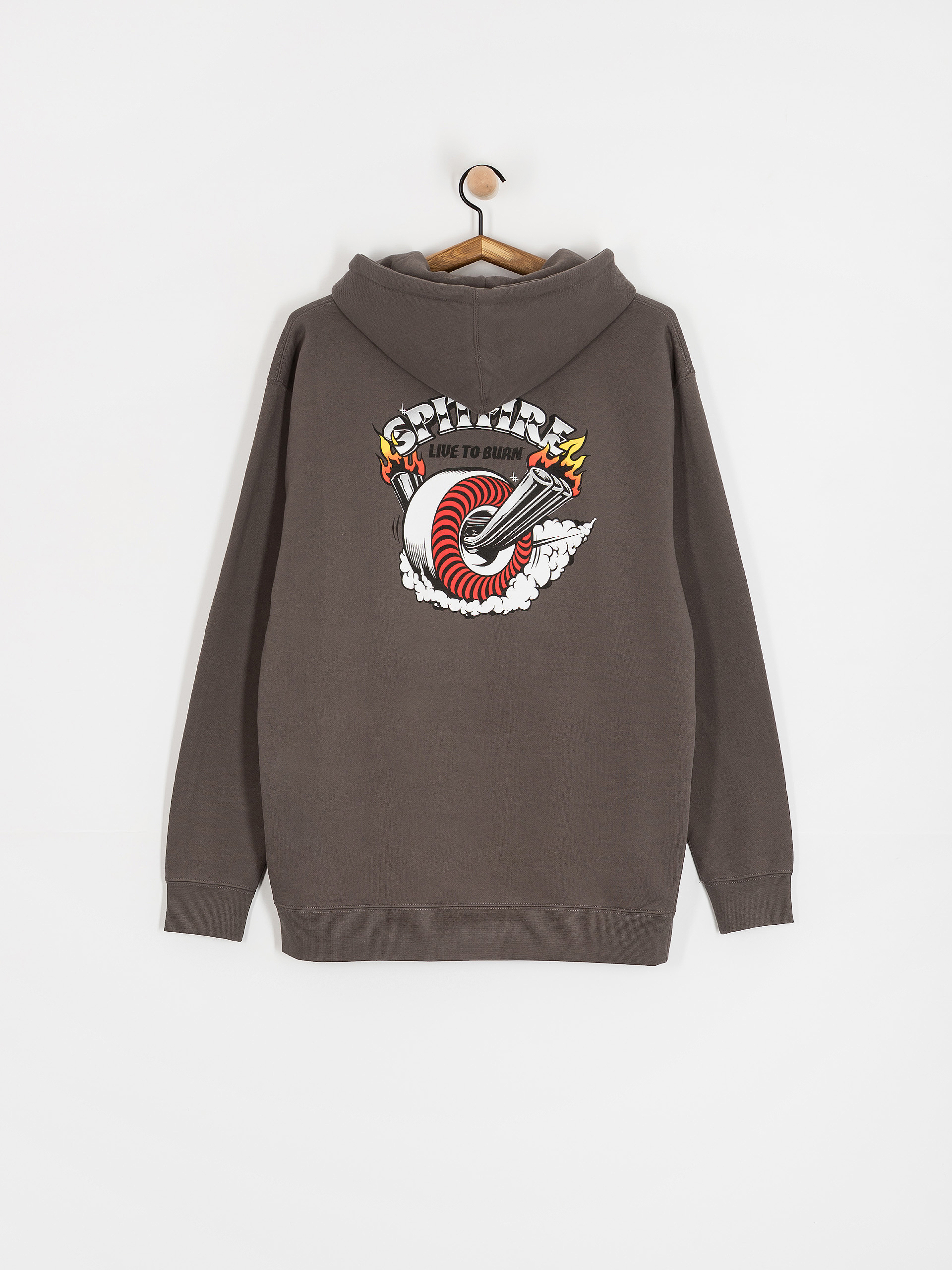 Суитшърт с качулка Spitfire Burnout HD (charcoal solid w/multi color prints)