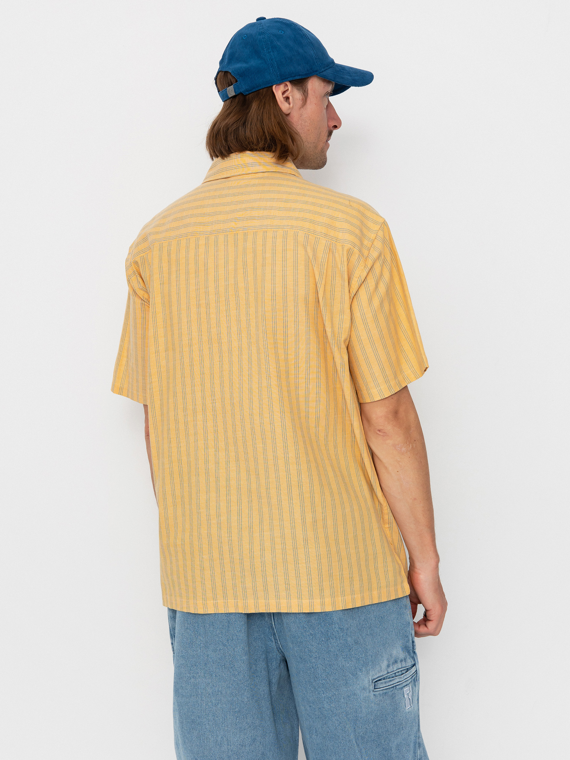 Риза Brixton Cru Oxford Stripe (curry/ivy green stripe)