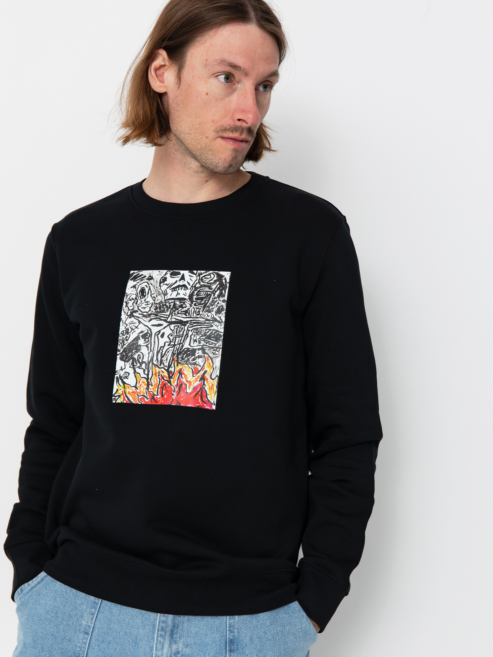 Суитшърт Poetic Collective Burning Skull (black)