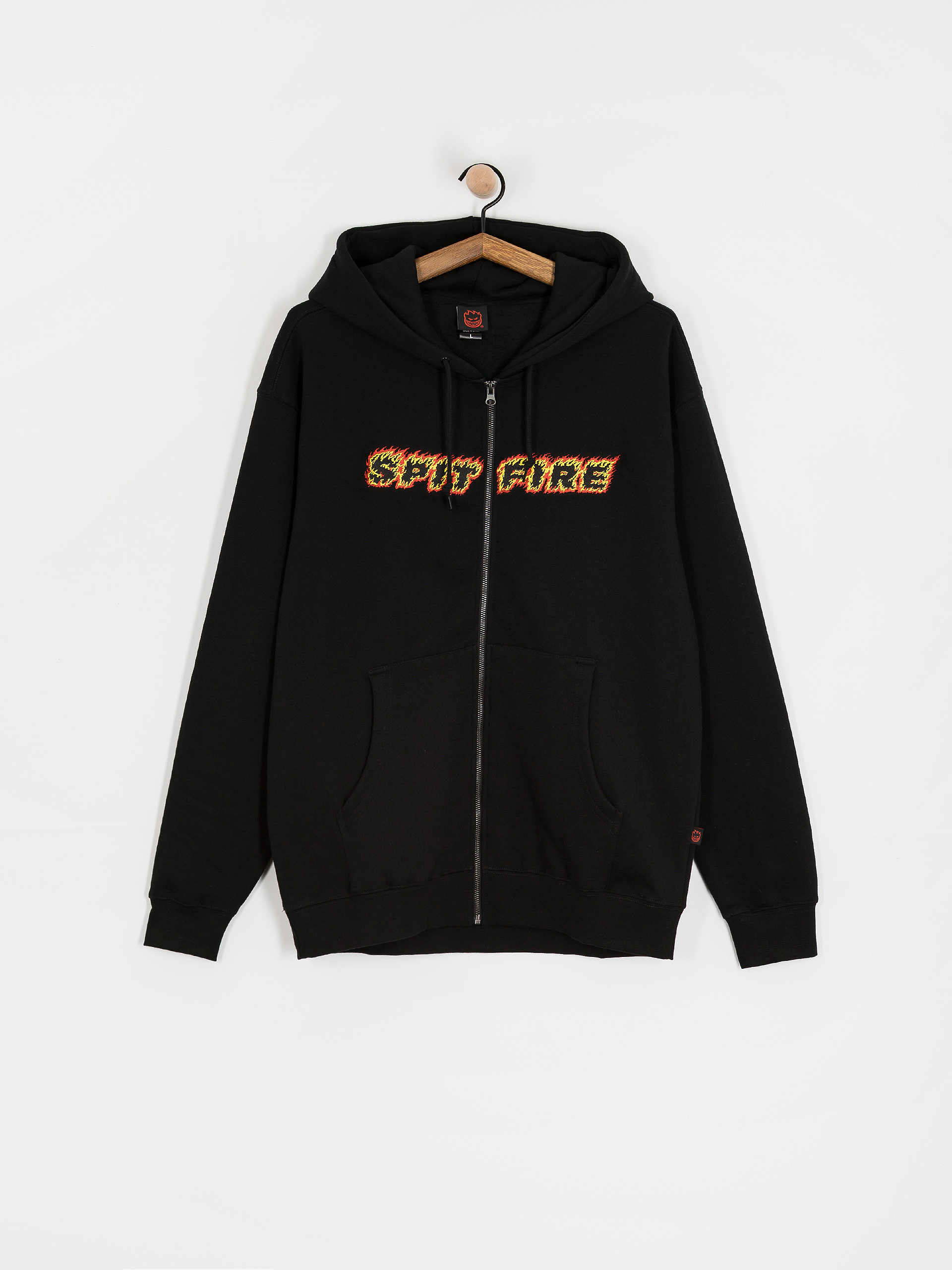 Суитшърт с качулка Spitfire Flames Script ZHD (black)