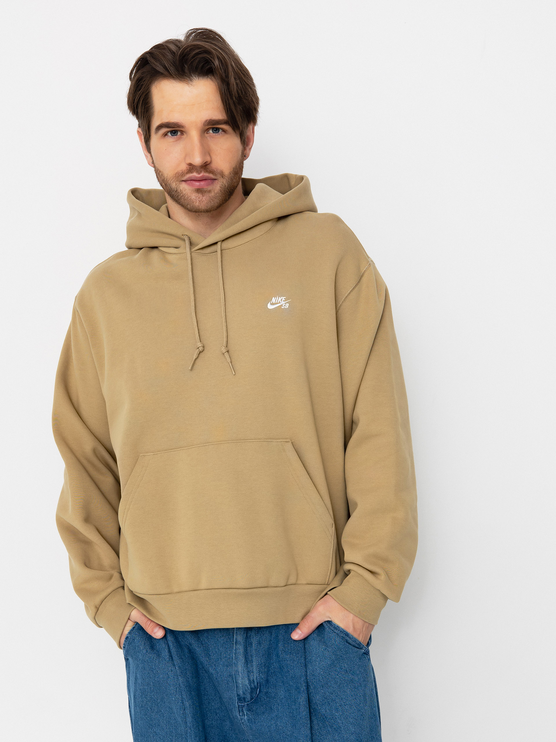 Суитшърт с качулка Nike SB Essential Logo HD (parachute beige/white)