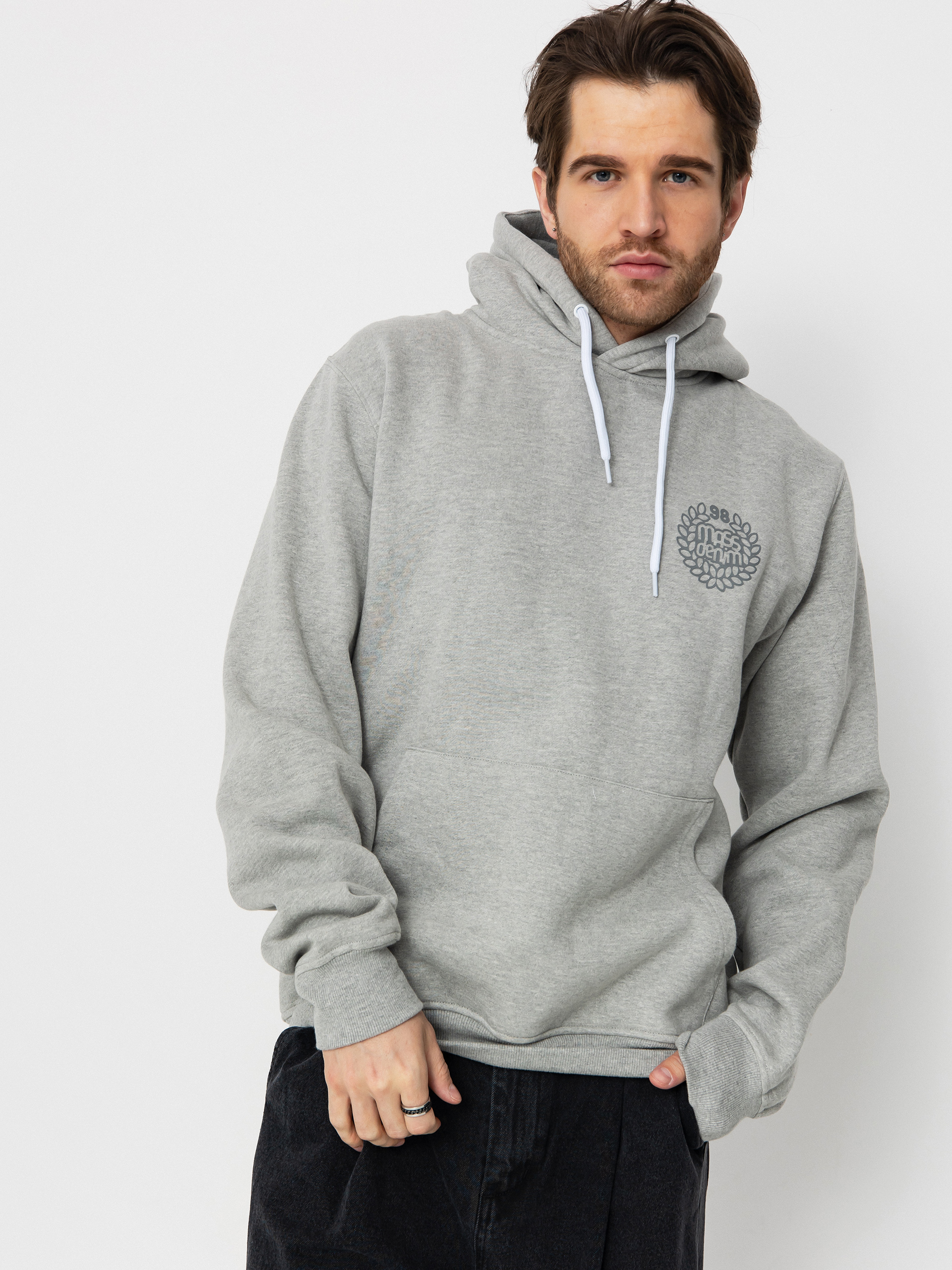 Суитшърт с качулка MassDnm Base Back HD (lt heather grey)