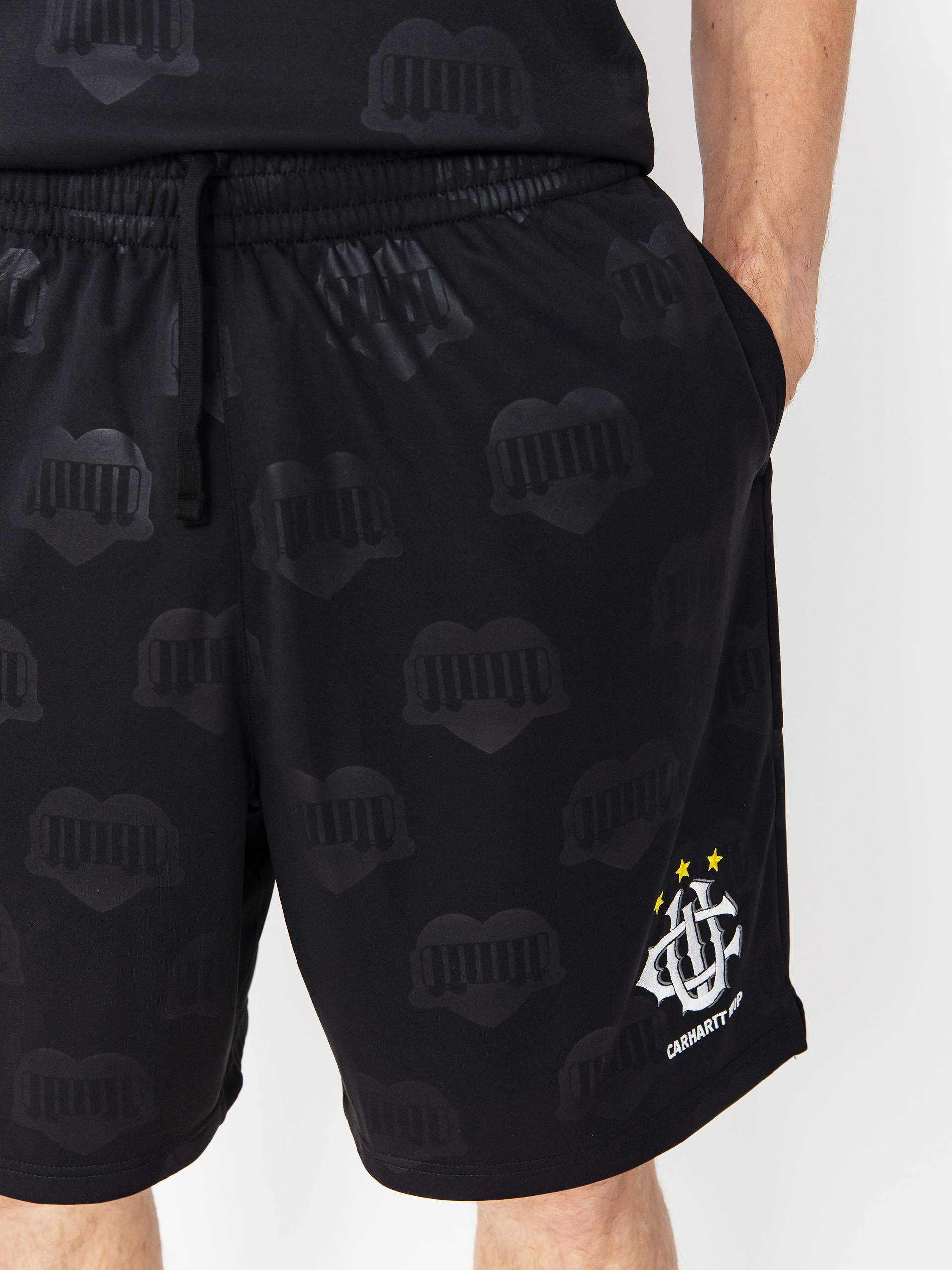 Къси панталони Carhartt WIP Hartts Football (heart train jacquard/black)