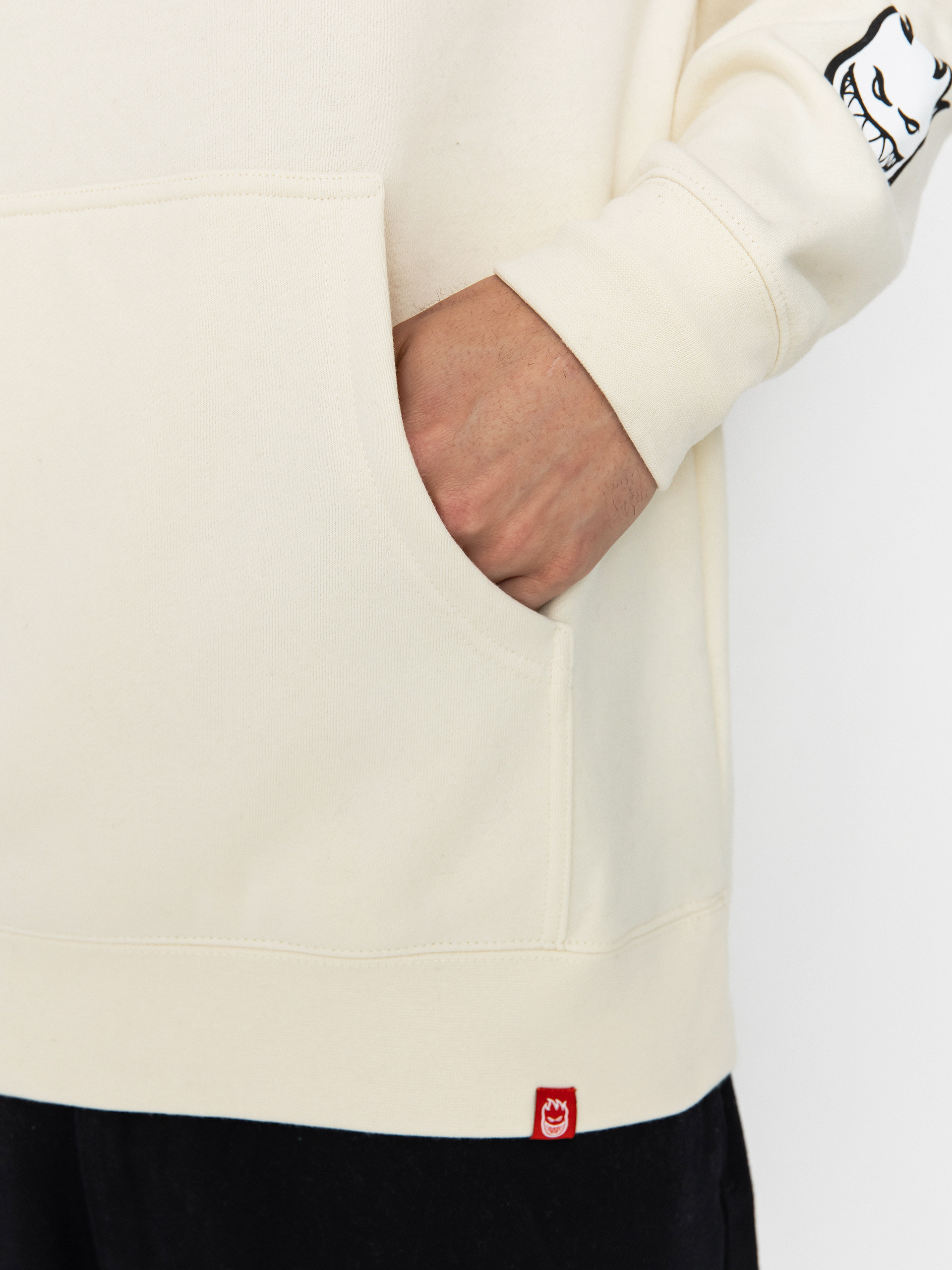 Суитшърт с качулка Spitfire Classic 87 Bighead Fill Sleeve HD (bone w/black&white prints)