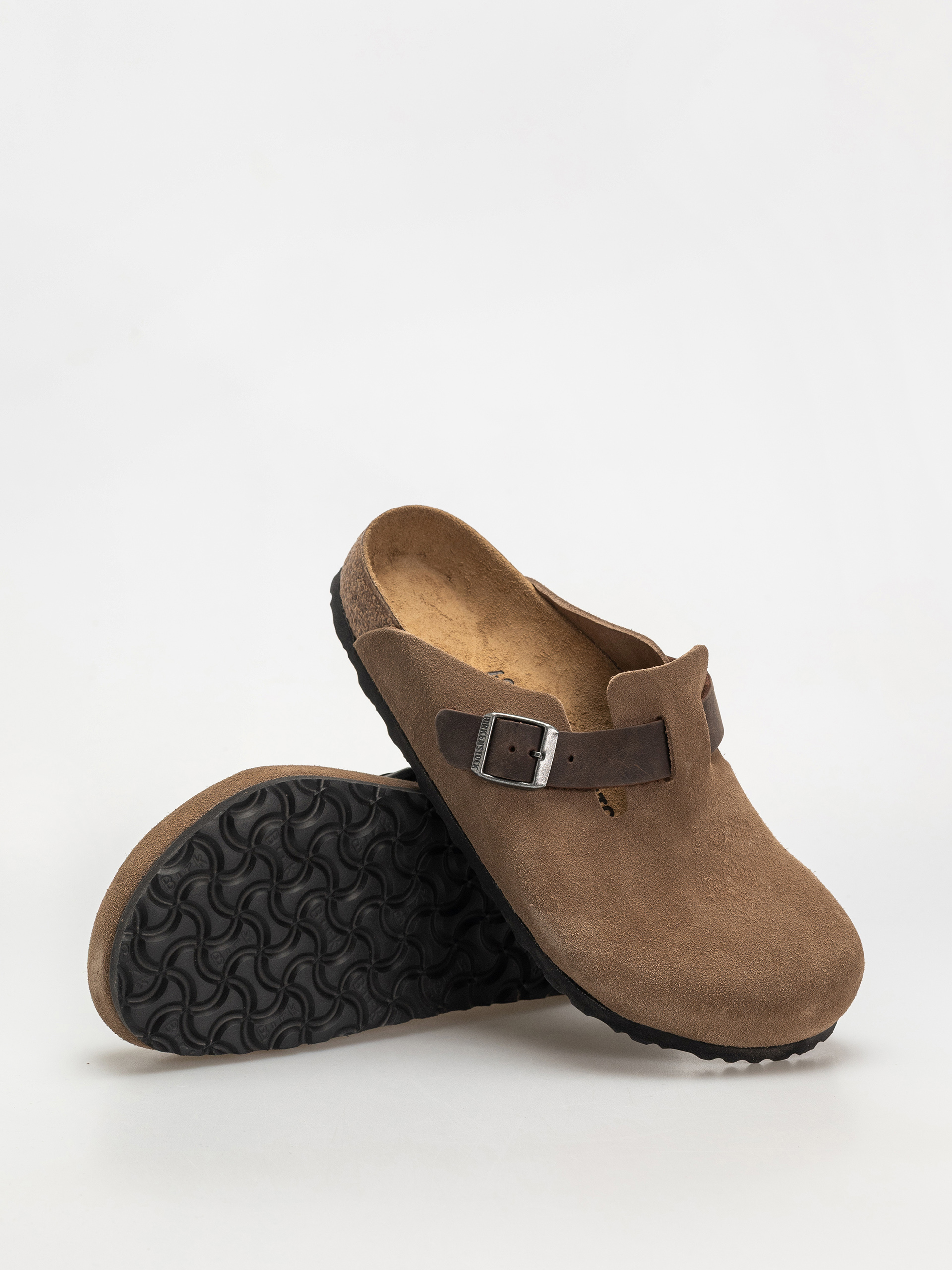 Чехли Birkenstock Boston Suede & Oiled Leather Regular (dark tea)