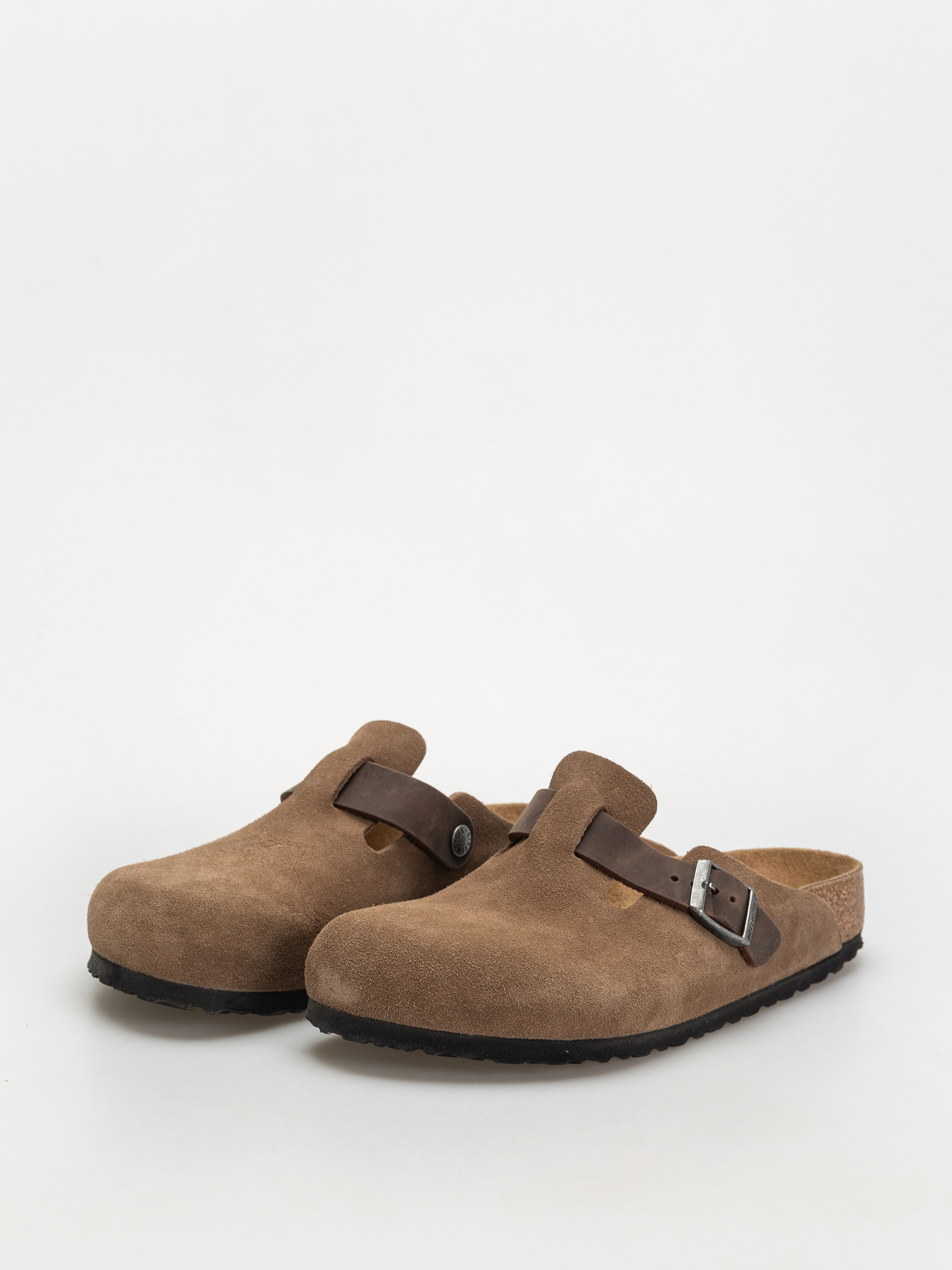 Чехли Birkenstock Boston Suede & Oiled Leather Regular (dark tea)