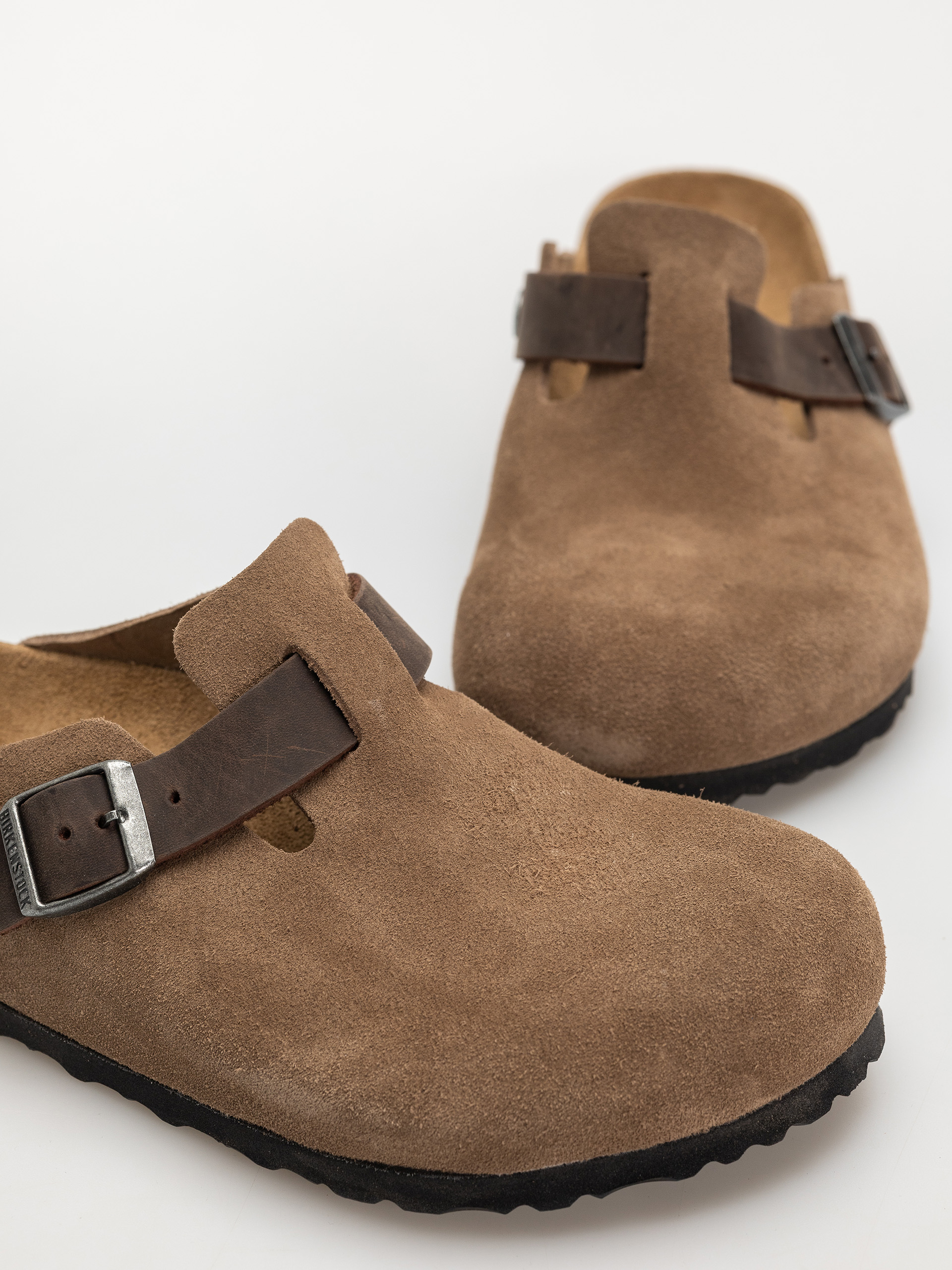 Чехли Birkenstock Boston Suede & Oiled Leather Regular (dark tea)