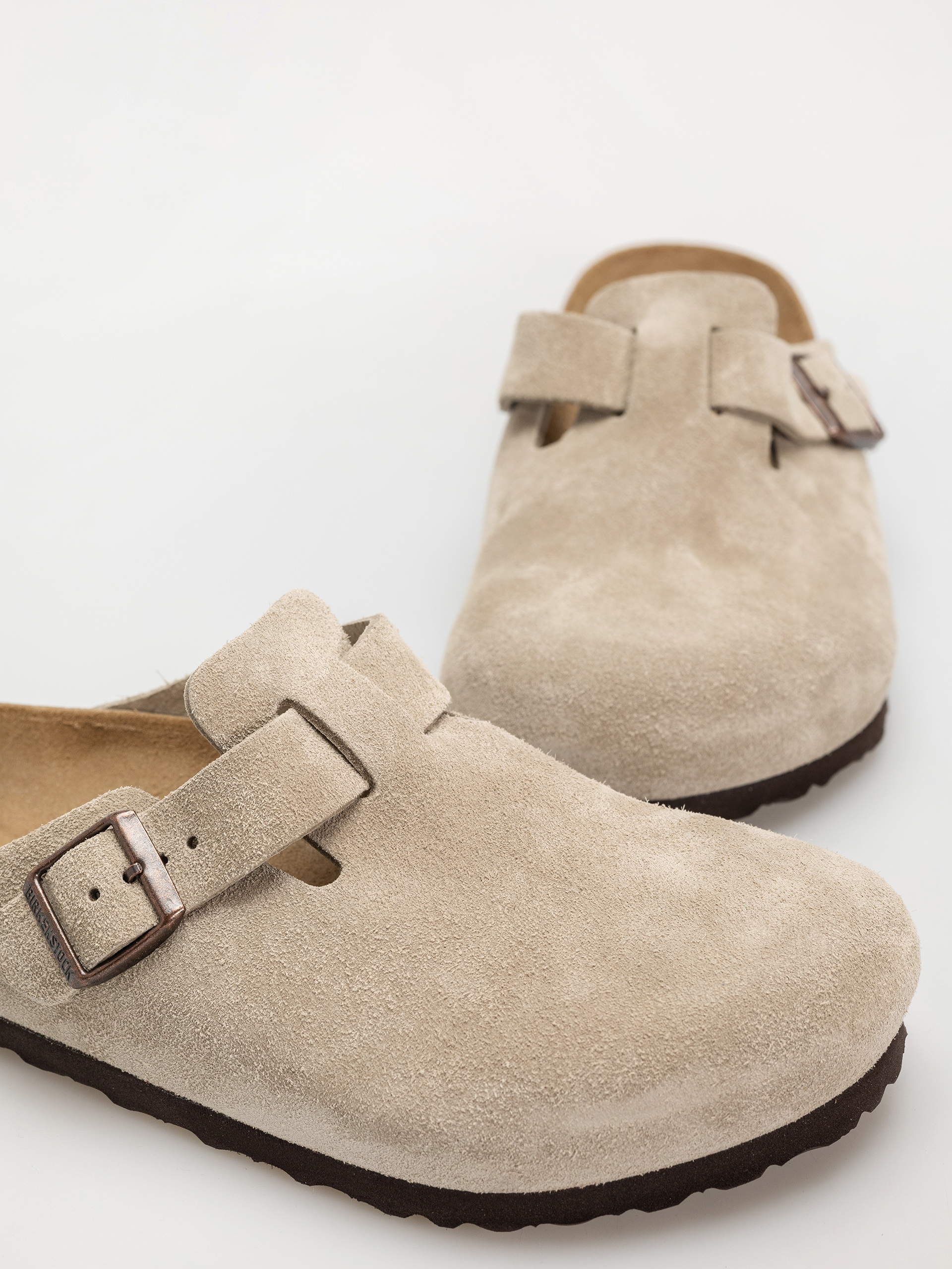 Чехли Birkenstock Boston Suede Leather Regular (taupe)
