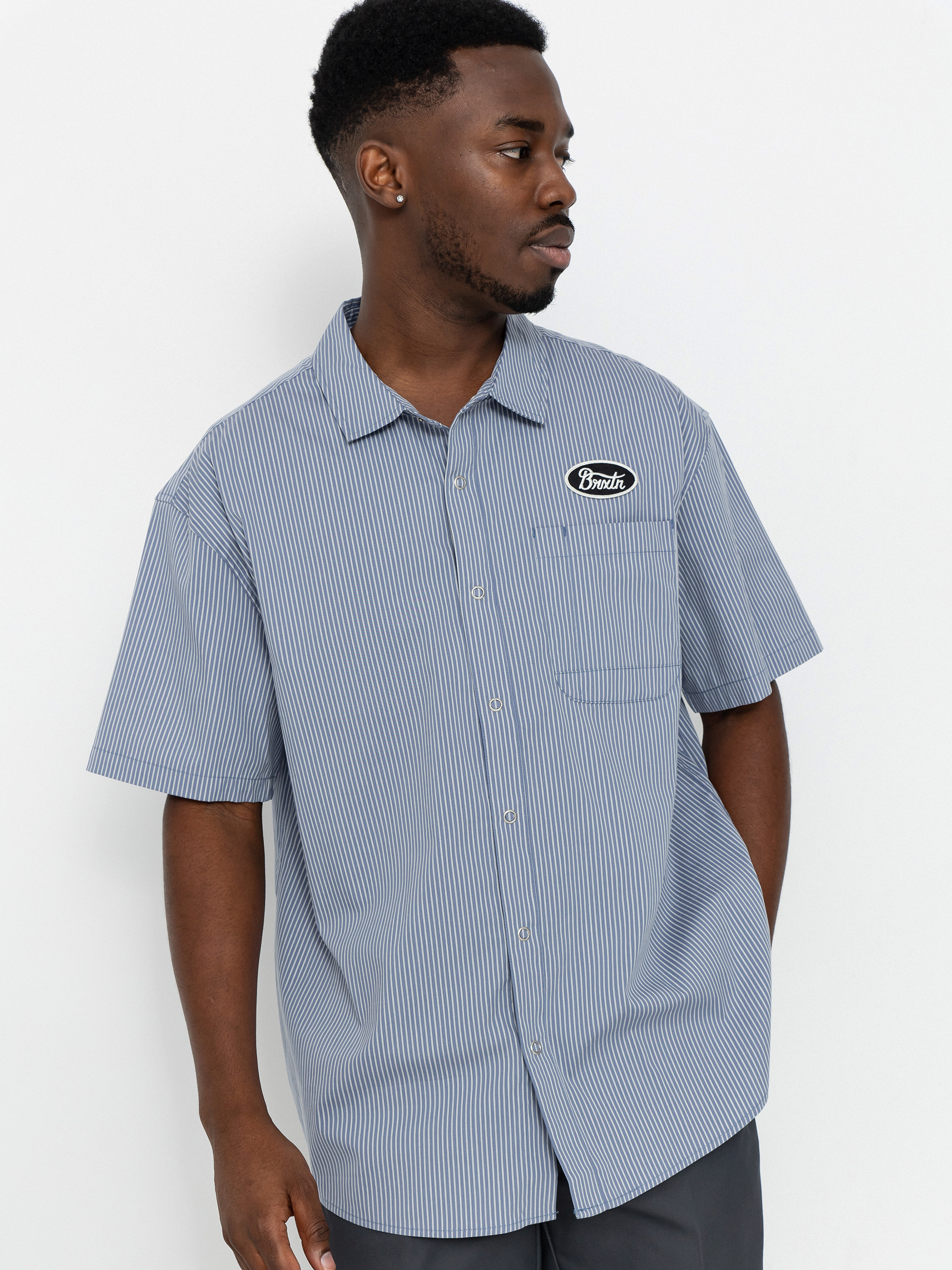 Риза Brixton Builders Auto (twilight blue/white stripe)