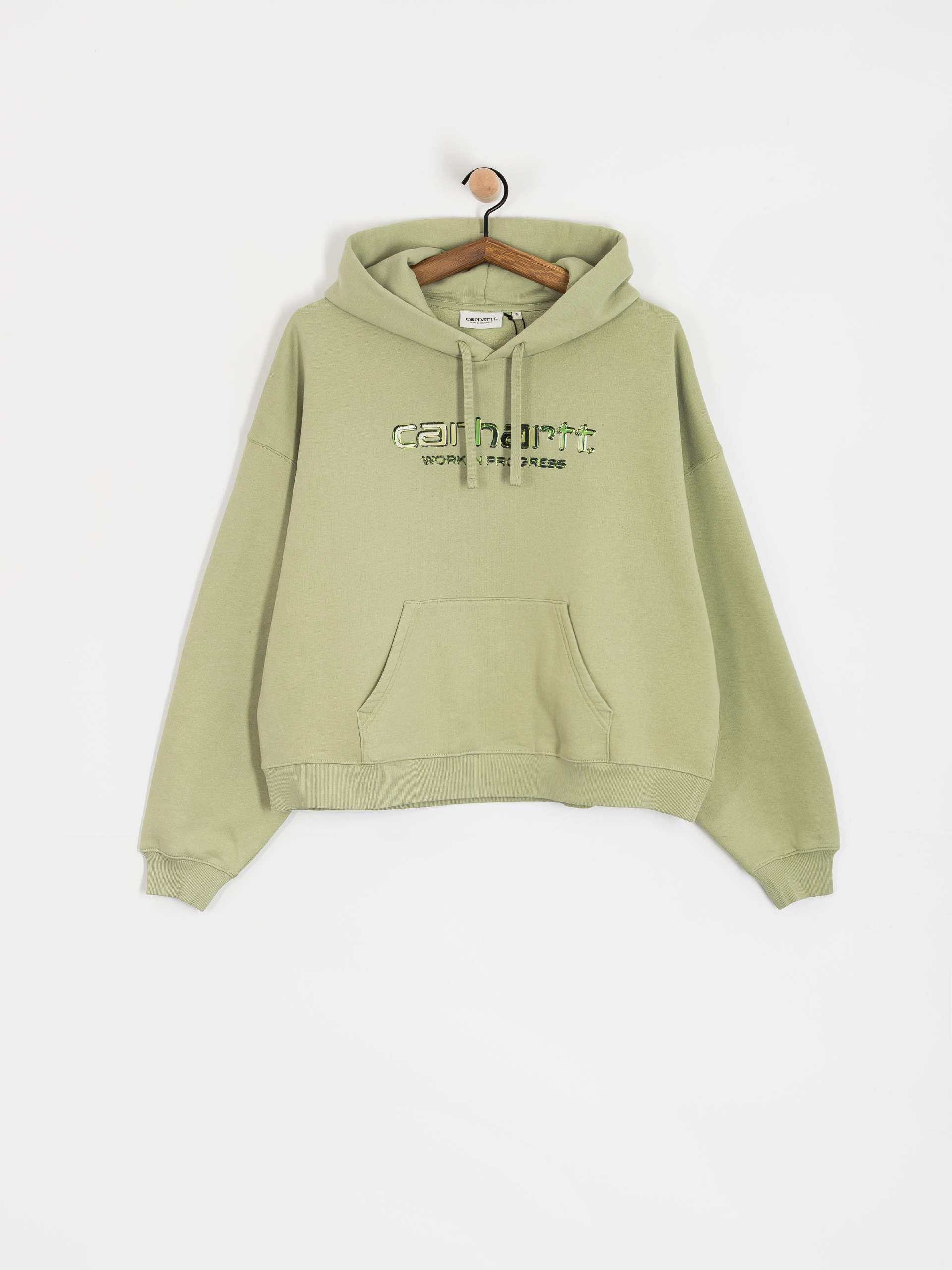 Суитшърт с качулка Carhartt WIP Solar Chrome HD Wmn (pale olive)